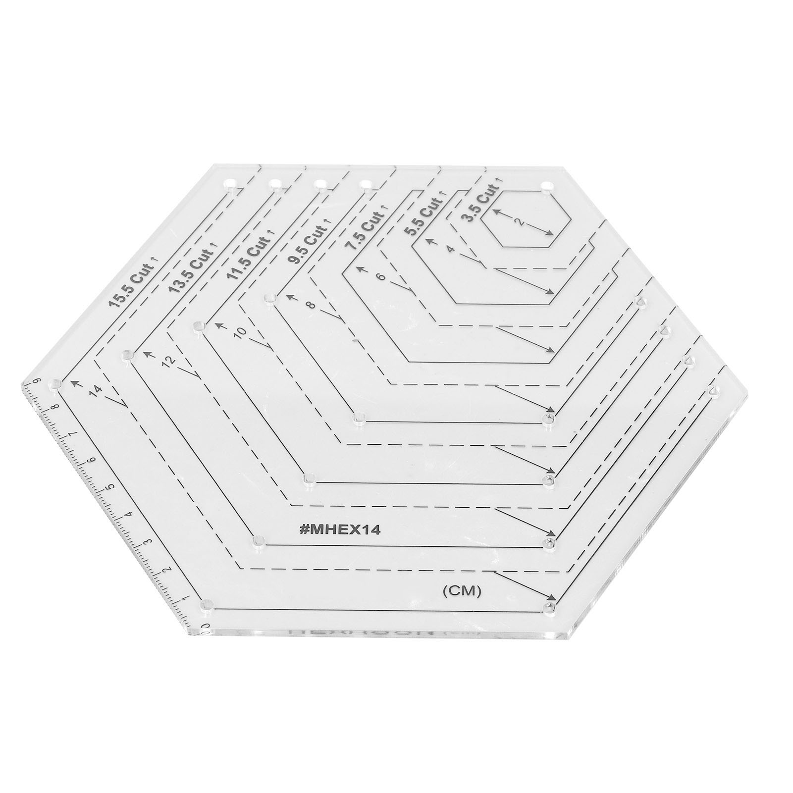 Sechseck-lineal Zum Selbermachen, Handgefertigt, Mit Klarer Skala, Hoher Genauigkeit, Transparente Acryl-sechseck-quiltschablone Zum Zeichnen Und Schneiden