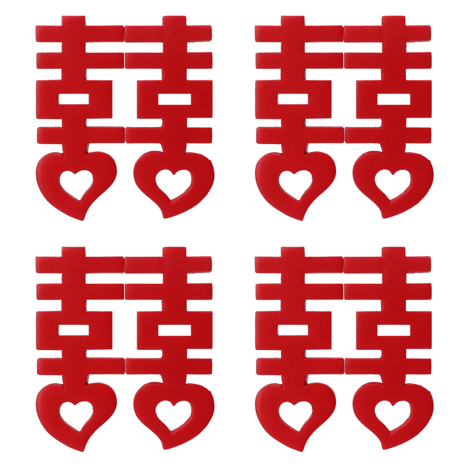 Stück Kühlschrankmagnete Im Roten Chinesischen Stil, Hochzeitszimmer-layout, Retro, Festlich, Glückverheißend, 3d-kühlschrankmagnete Aus Kunstharz