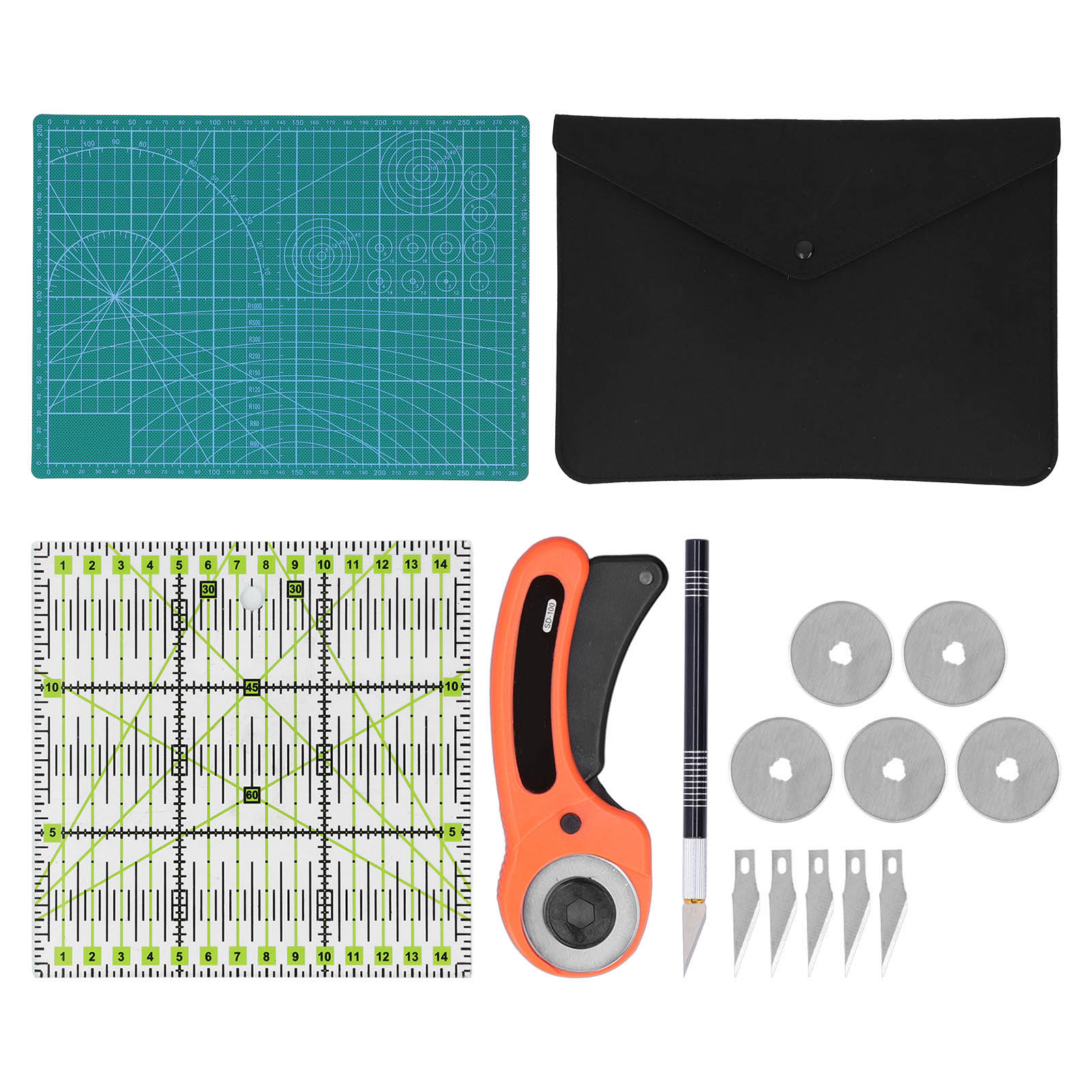 Rollschneider-set A4, Selbstheilende Schneidematte, Acryllineal, 5 Ersatzklingen, Quilt-set Mit Aufbewahrungstasche Zum Nähen
