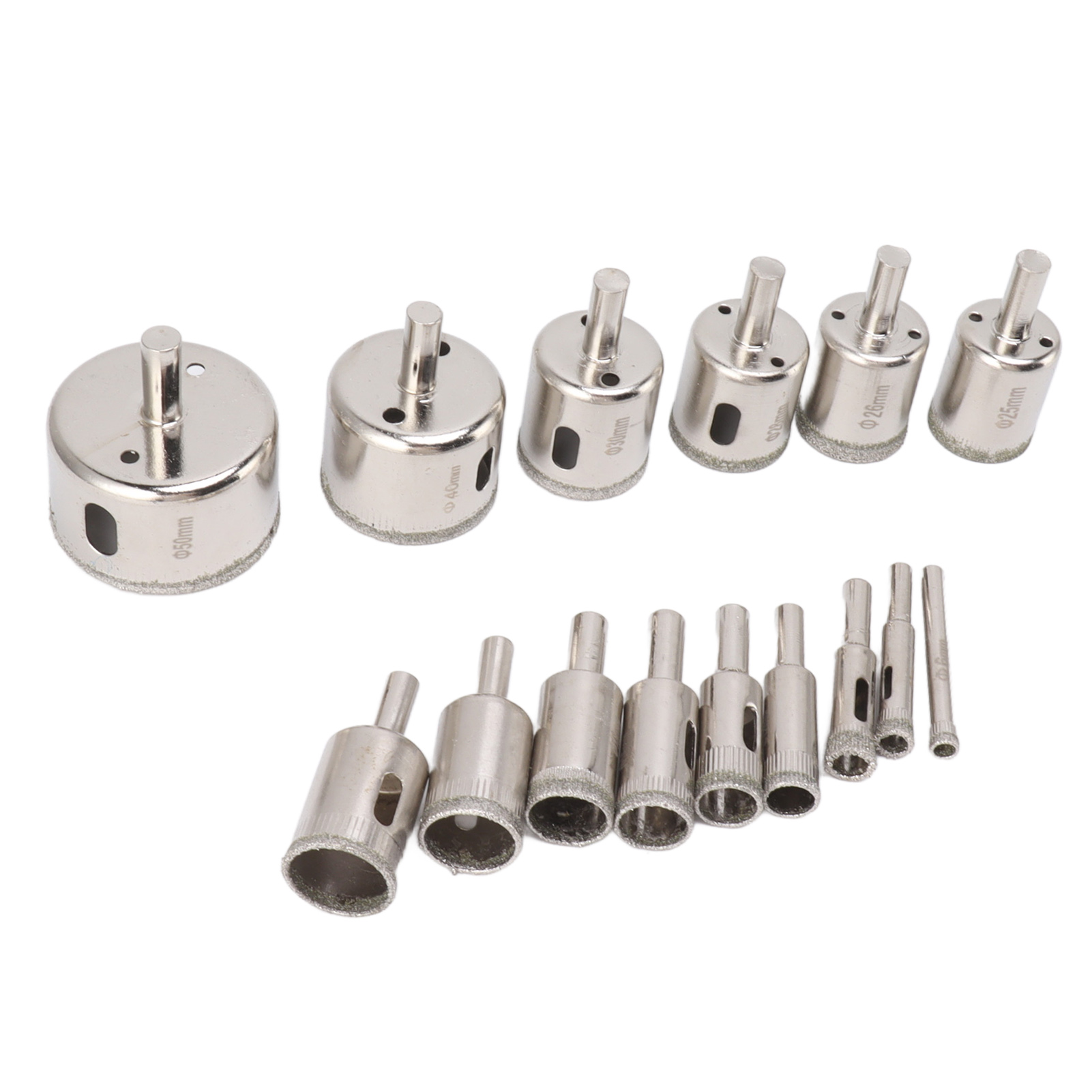 15-teiliges Diamant-kernbohrer-set Zum Schneiden Von Glas, Keramik, Marmor, Porzellan Und Fliesen, Größen 6-8-10-12-14-16-18-20-22-25-26-28-30-40-50 Mm