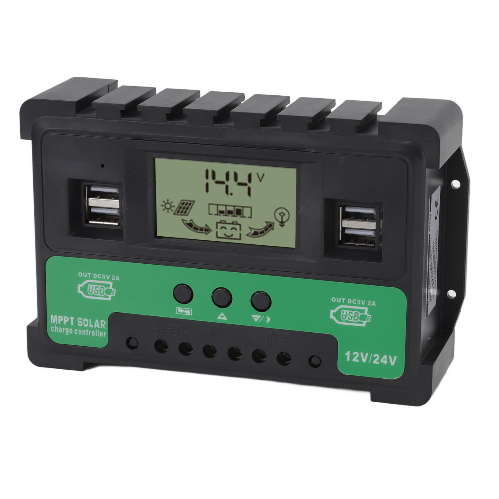 12v/24v Solar-laderegler/pv-entladeregler Mit Lcd-bildschirm, Zwei Usb-ausgängen Und 30a