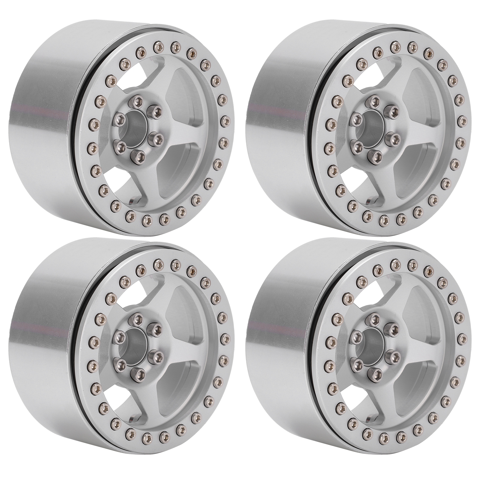 Leichte Fünfspeichen-beadlock-felgen Aus Aluminiumlegierung Für Axial Scx10 90046 Rc Micro Crawler, Silber