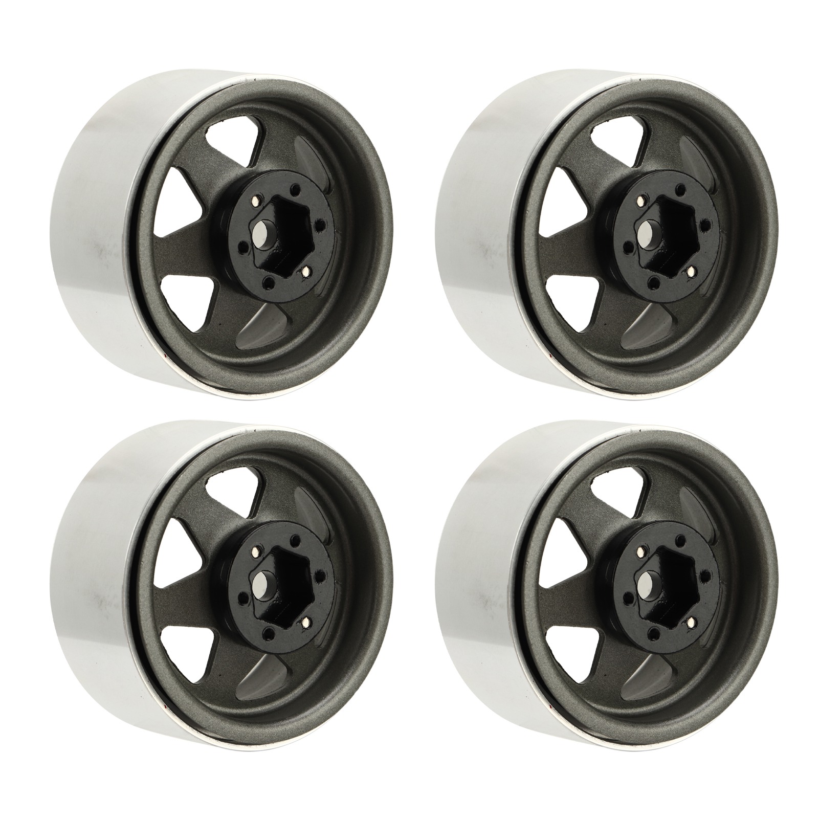 Stück Beadlock-felgen Mit Offset – 8,9 Mm Hohlmetallnabe Für Axial Scx10 90046 1,9 Zoll Grau