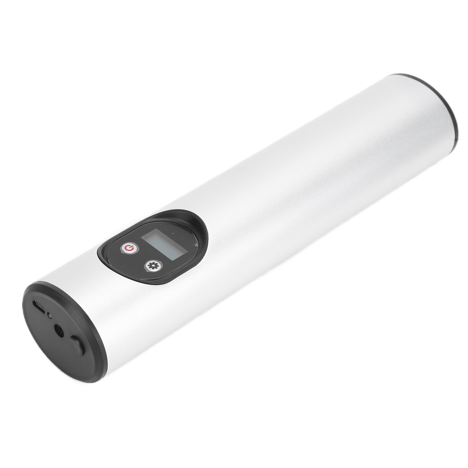 Wiederaufladbare, Multifunktionale, Tragbare Und Kabellose Luftpumpe Mit Digitalanzeige Und Licht, Silber