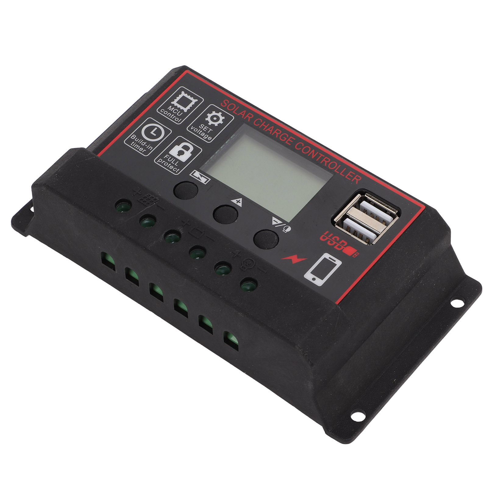 60a Pwm-solarladeregler Mit Lcd-display, Automatisch Anpassbaren Parametern, Zwei Usb-anschlüssen, 12v/24v, Für Solarpanel Und Batterie