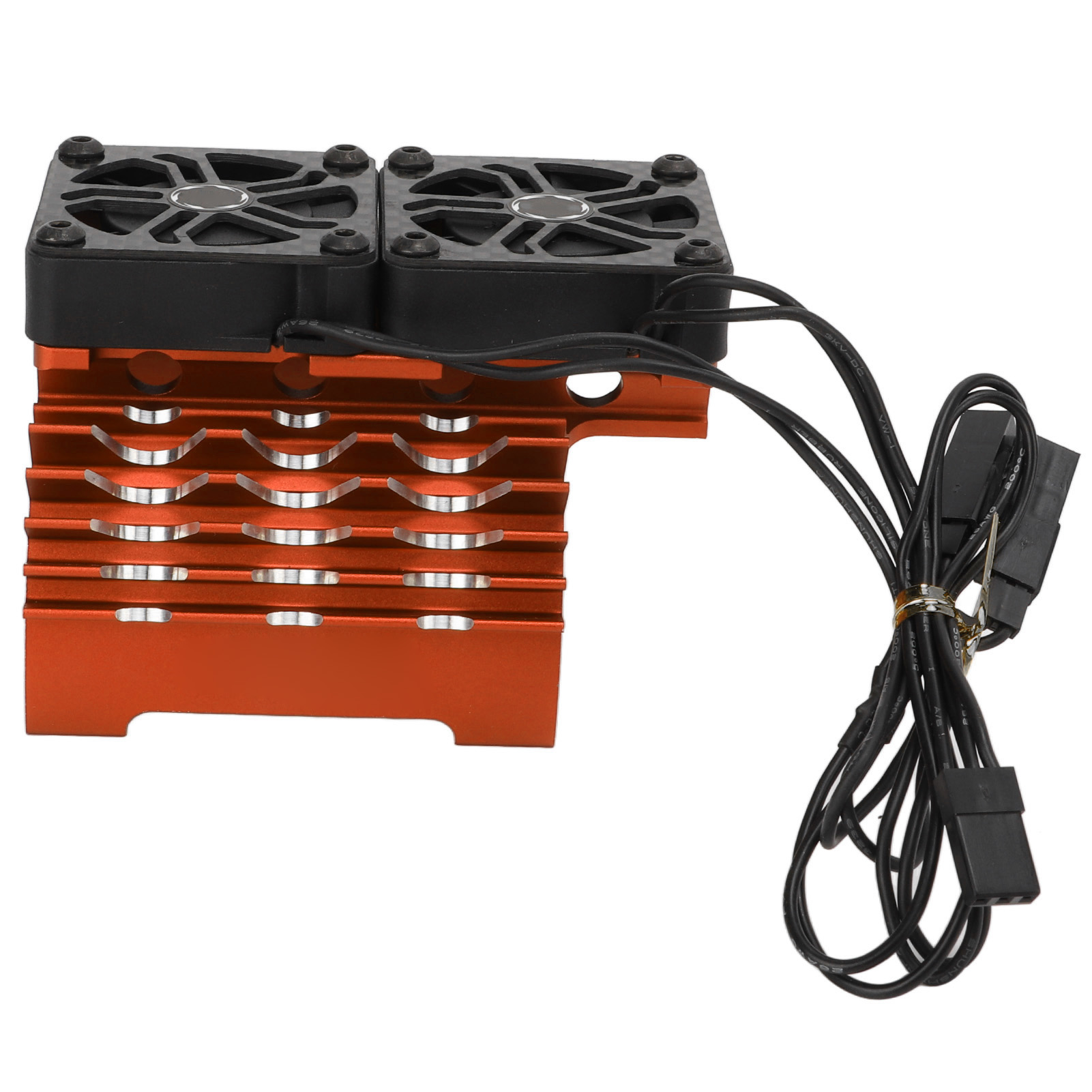 Doppelter Bürstenloser 55/56/58-mm-lüfter (8,4 V, 16000 U/min) Mit Orangefarbenem Kühlkörper Für Rc-cars Im Maßstab 1:5