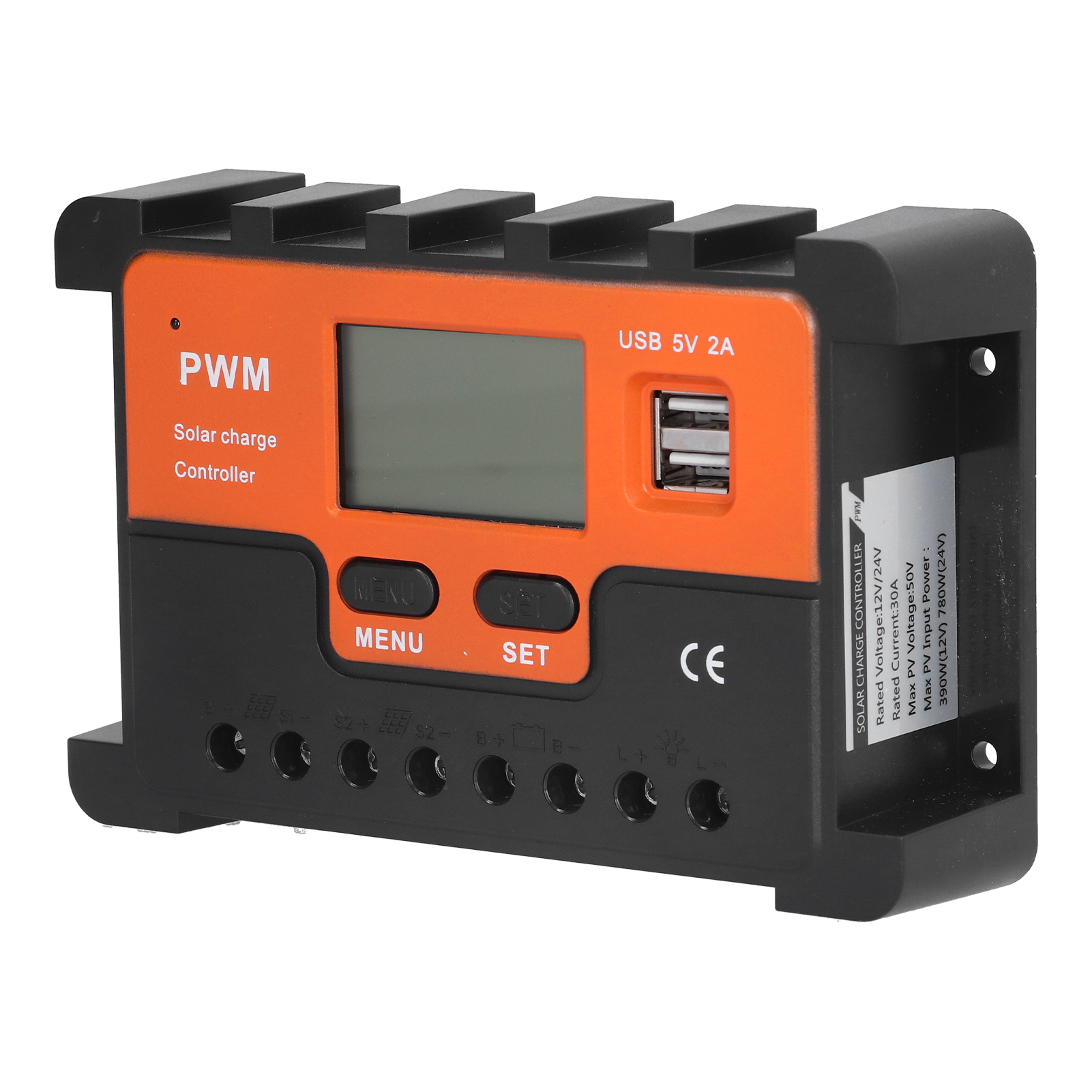 12v/24v 30a Solarladeregler, Schaltungsschutz, Zwei Usb-anschlüsse, Einstellbares Lcd-display