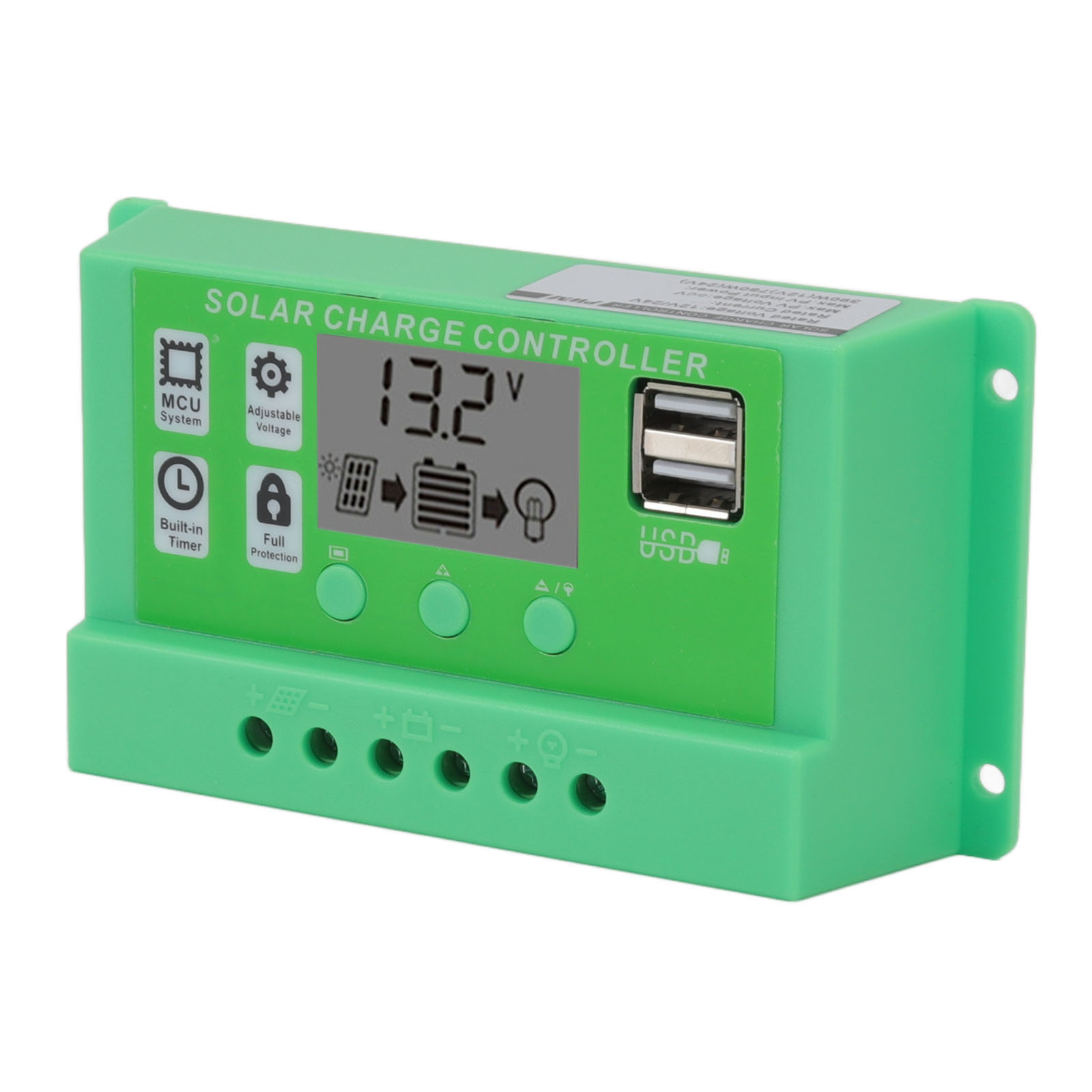 Grüner Pwm-solarladeregler, Großes Lcd-display, 12v/24v/20a Pv-photovoltaikregler