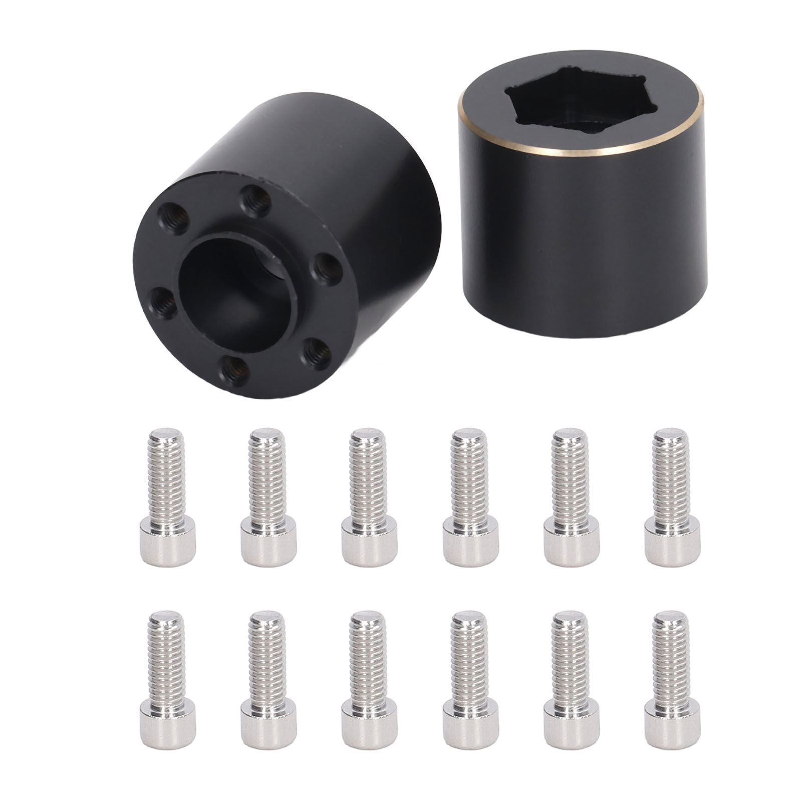 2-teiliger Radnabenverbreiterungsadapter Aus Schwarzem Messing, 1,9/2,2 Zoll, Für Ferngesteuerte Autos, 18,5 Mm / 0,7 Zoll