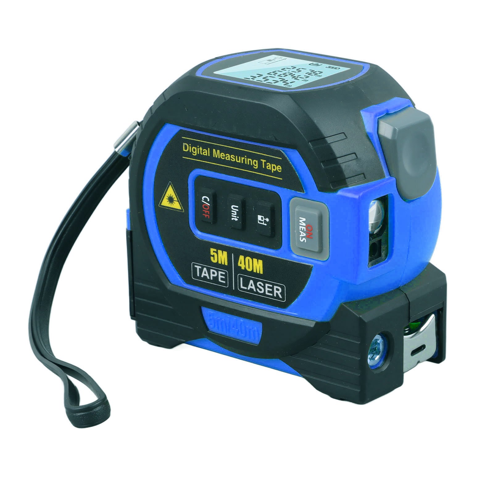 3-in-1 Digitales Maßband, Blau, Hochelastisch, Präzise, Mit Automatischer Arretierung, 40 M/131,2 Ft, Für Lagerprüfungen