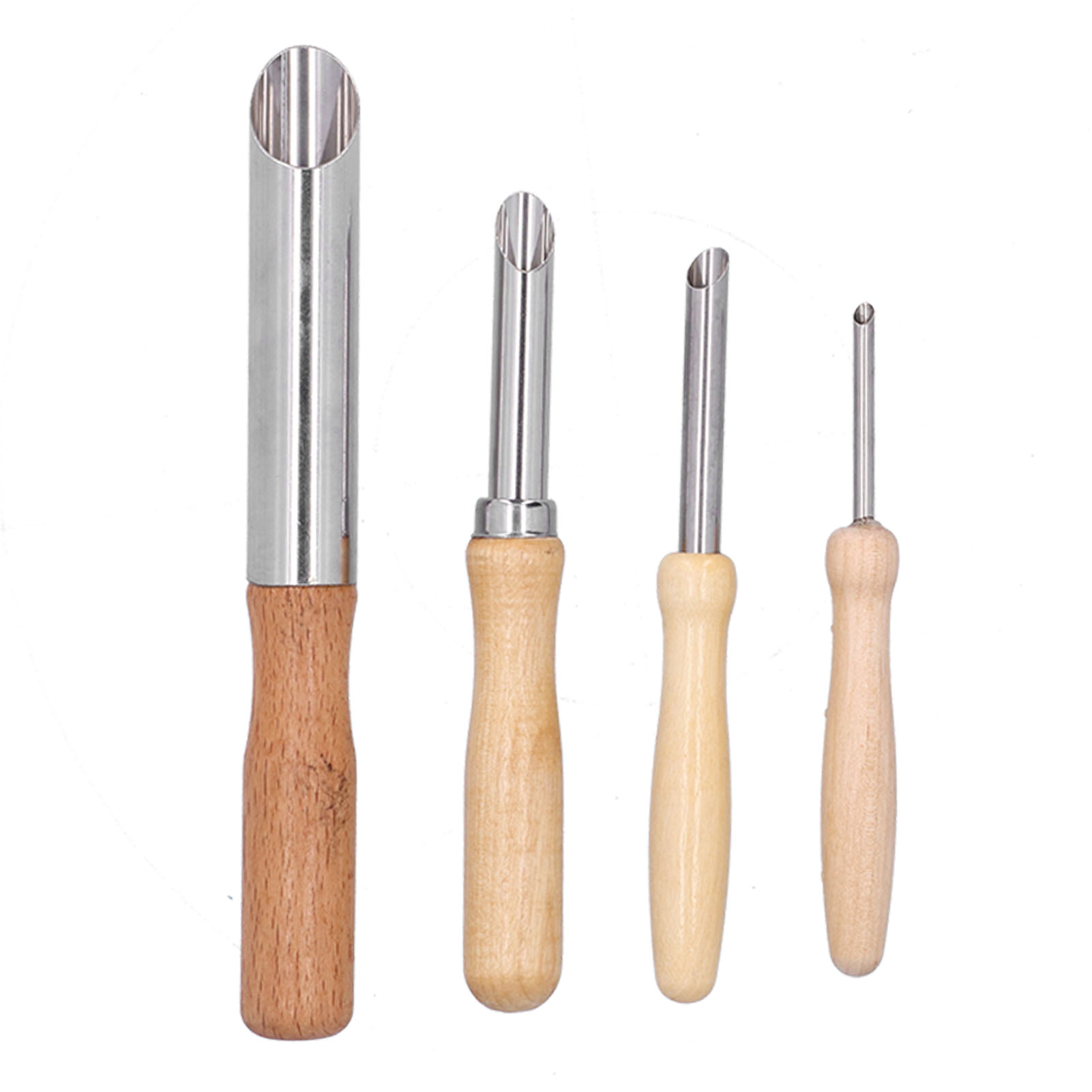 Set Mit 4 Ausstechformen Aus Edelstahl Zum Ausstechen Von Keramik, Modellierwerkzeug Mit Holzgriff