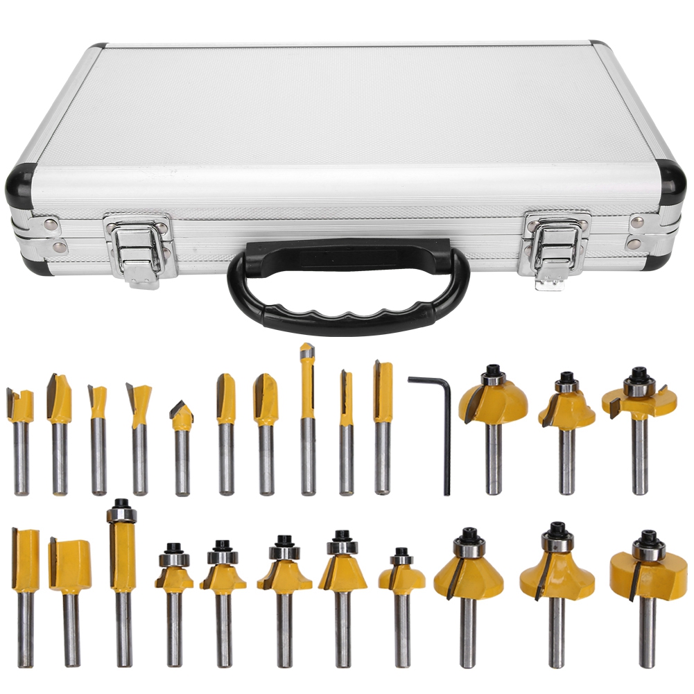 Set Mit 24 Holzfräsern, Fasen- Und Nutfräsern Für Oberfräsen, Schneid- Und Gravierwerkzeugen