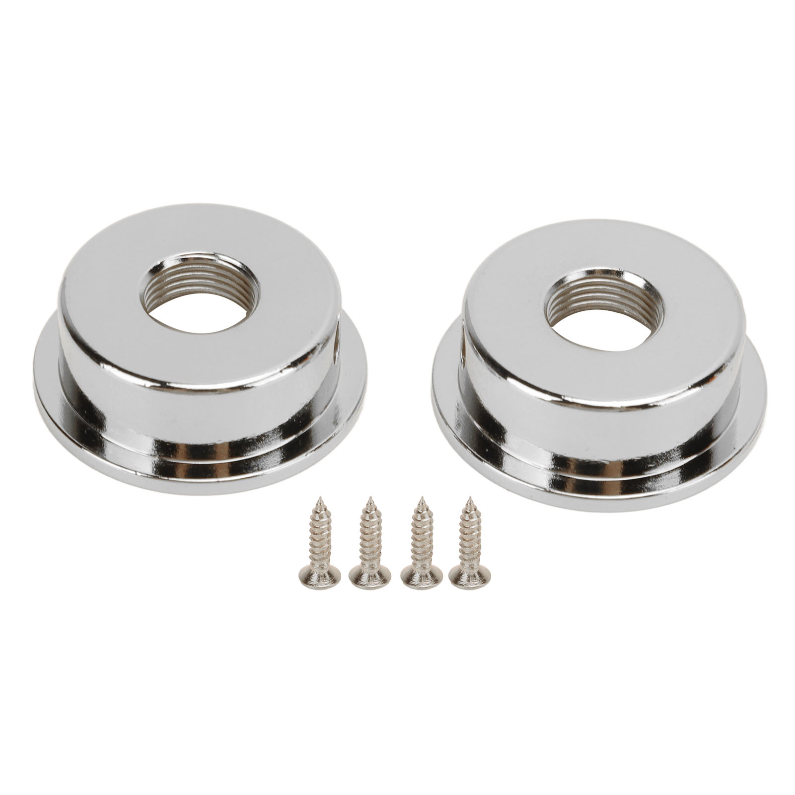 Set Mit 2 Tl-klinkenbuchsen Für E-gitarren, Runde, Silberfarbene Metallbuchsen Mit Befestigungsschrauben