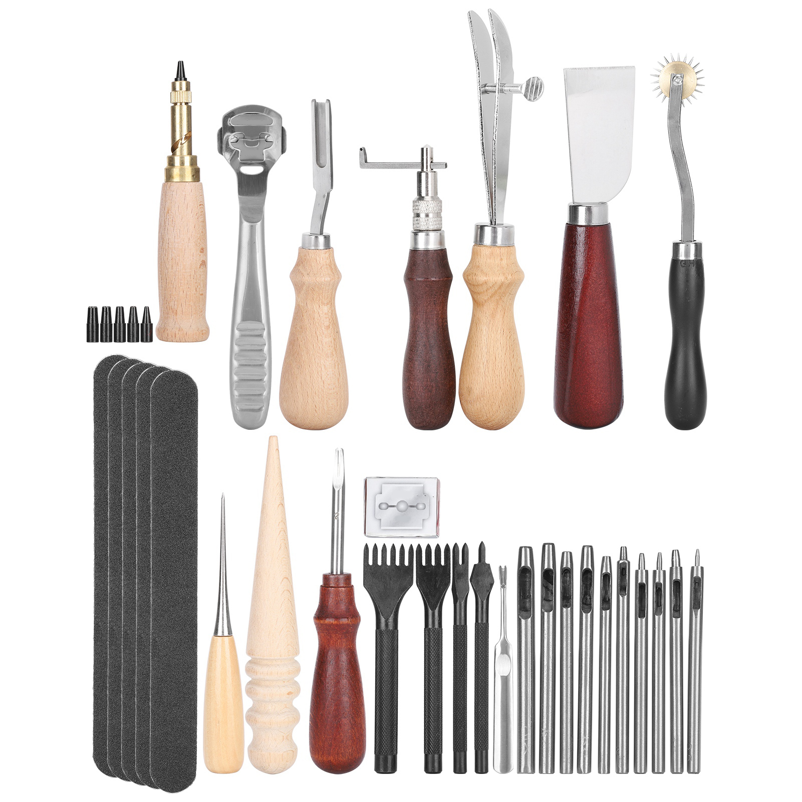 33-teiliges Lederhandwerks-werkzeugset Für Diy-gravuren, Stempeln Und Stanzen – Zubehör