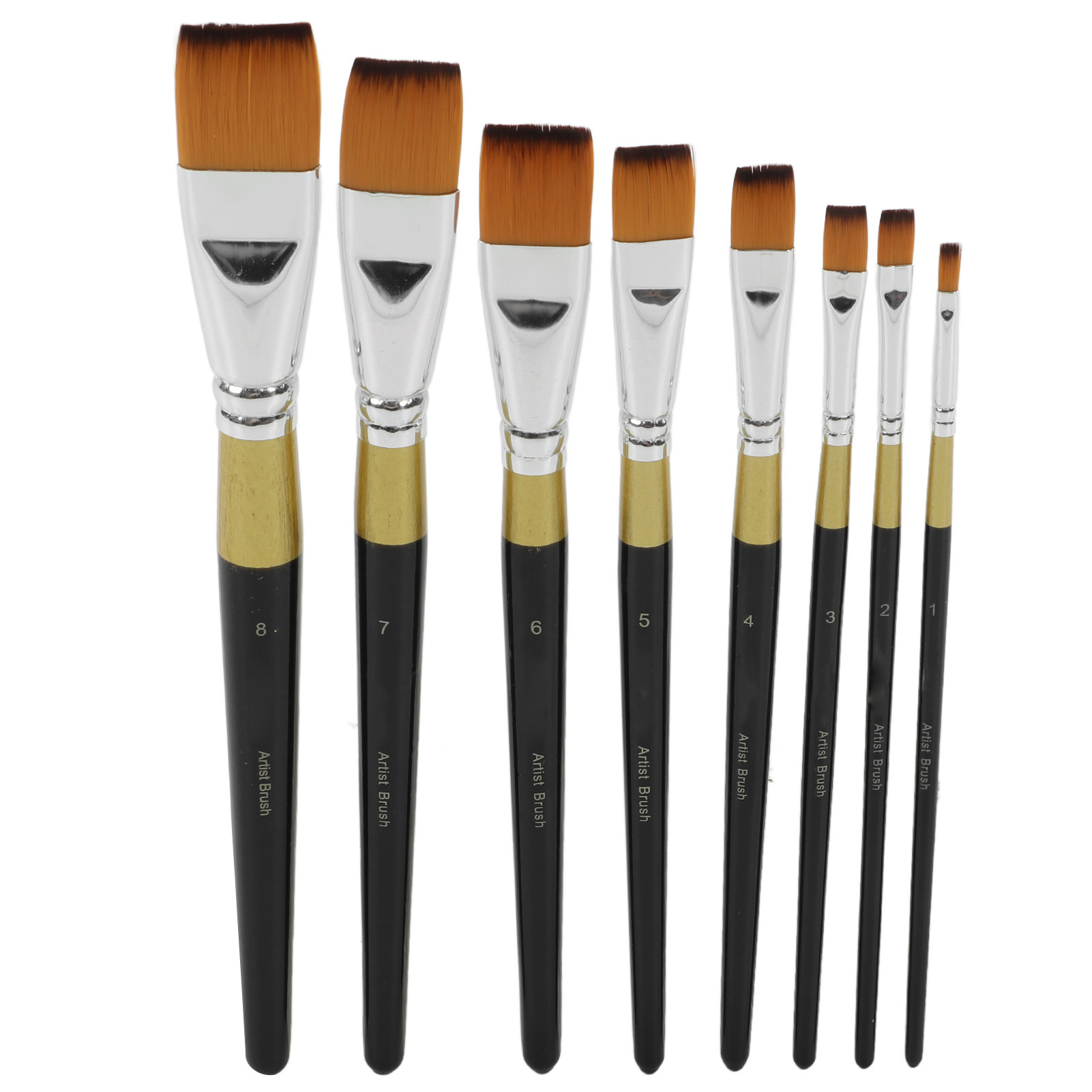 Pinsel, Ergonomischer Griff, Weiche Borsten, Wasserfest, Schwarz Und Gold, Set Für Kunstschule Und Zuhause