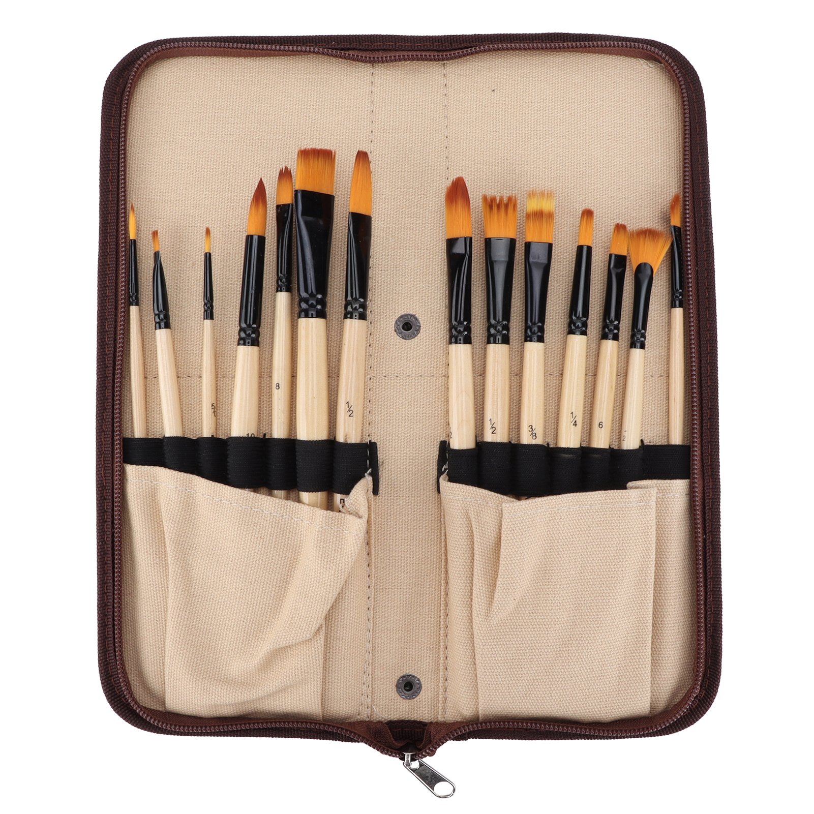 Multifunktionales Nylonpinselset Mit Gelber Aufbewahrungstasche Für Öl- Und Aquarellmalerei