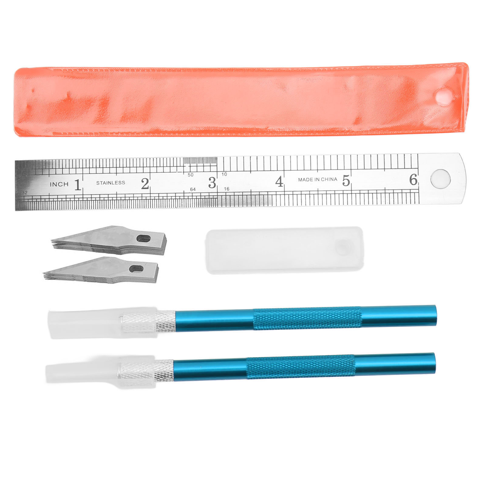 Set Mit 5 Präzisionsmessern + Lineal + 20 Blauen Klingen Zum Schneiden, Für Kunstprojekte, Heimwerkerarbeiten, Gravuren Und Kreative Hobbys