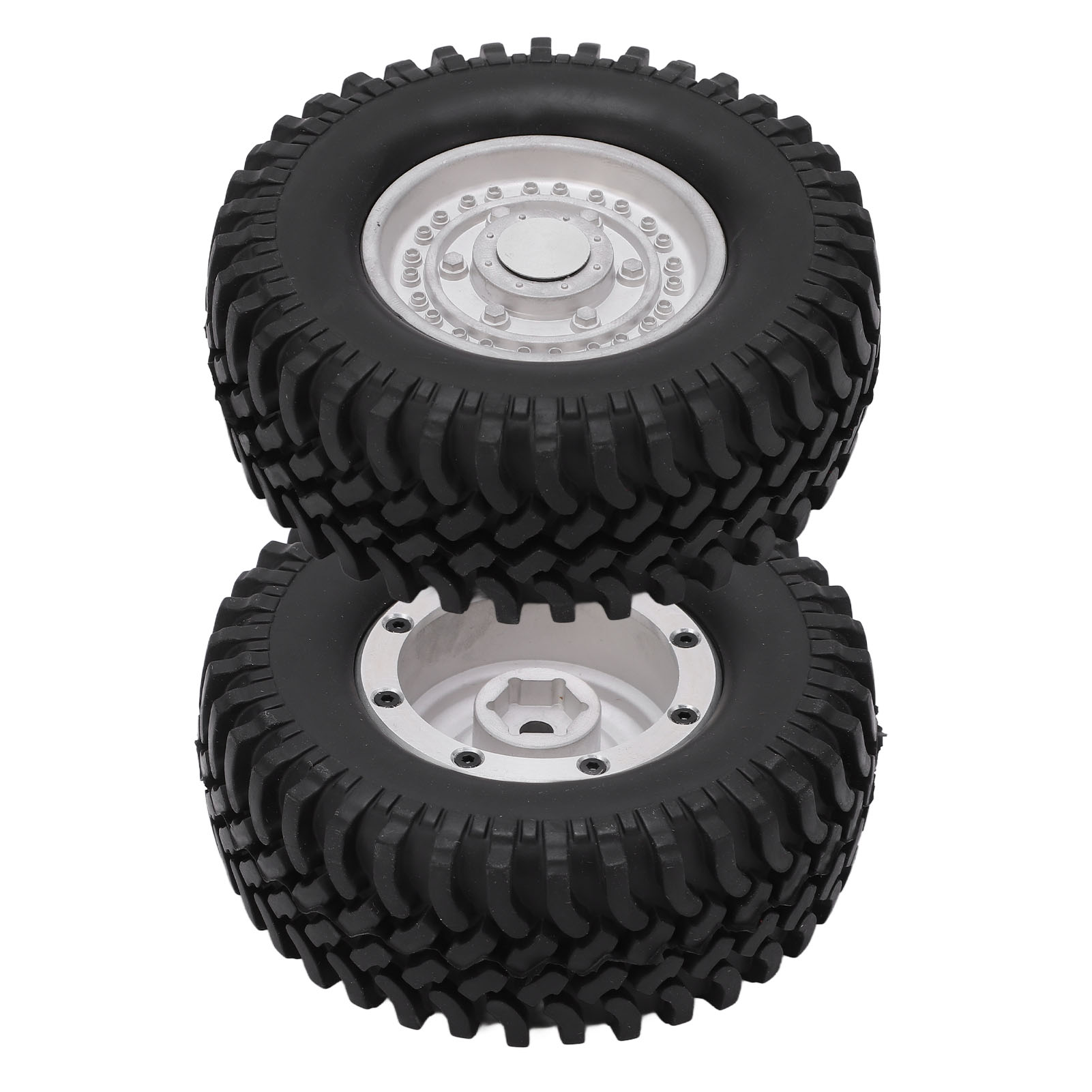 1,9-zoll-metall-beadlock-felgen Mit 100-mm-all-terrain-gummireifen Für Traxxas Scx10 1/10 Rc-crawler, Silber