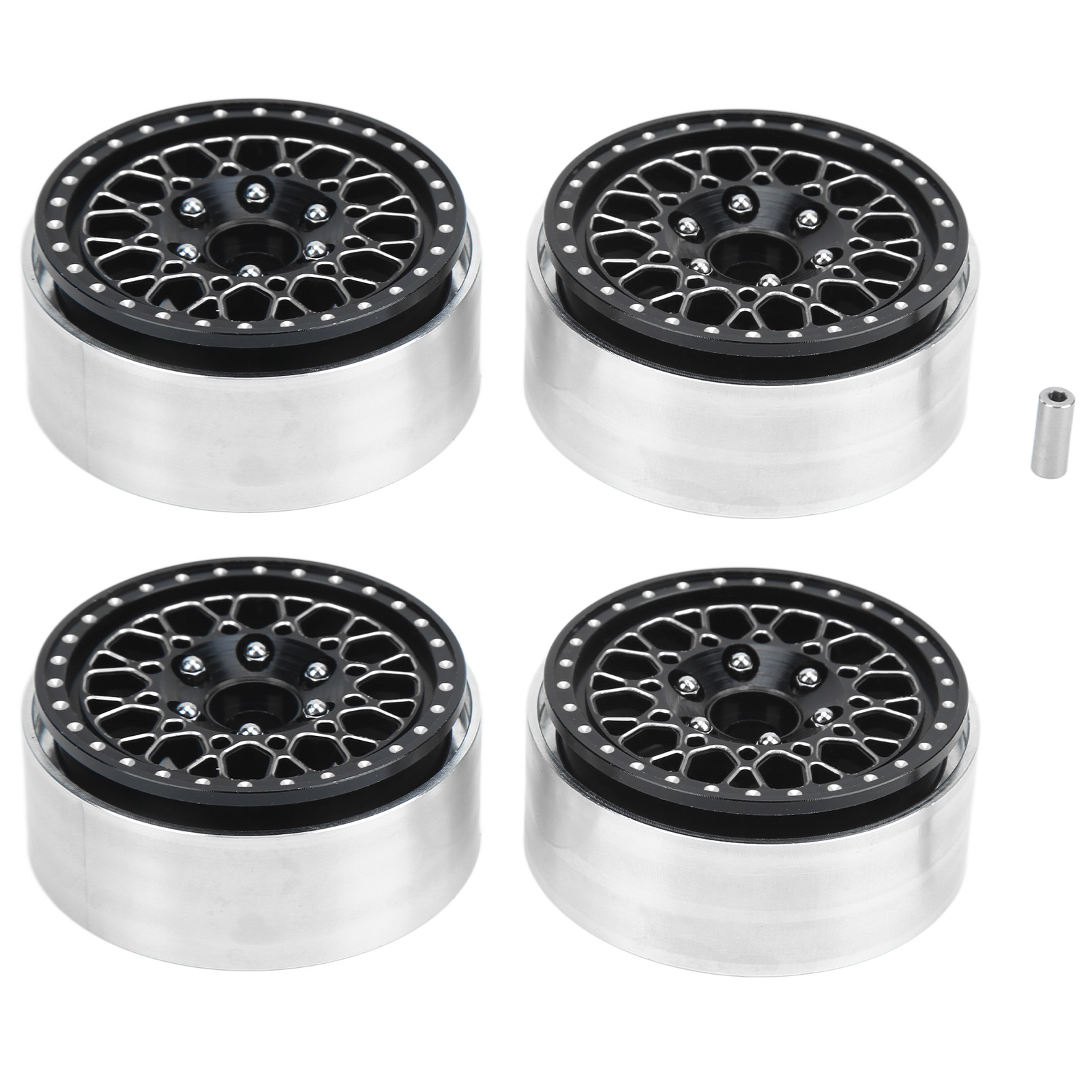 Stück 1,9-zoll-radnaben Aus Aluminiumlegierung Für Rc-crawler-cars, Felgen Für Axial Scx10 90046 1/10 Schwarz Silber