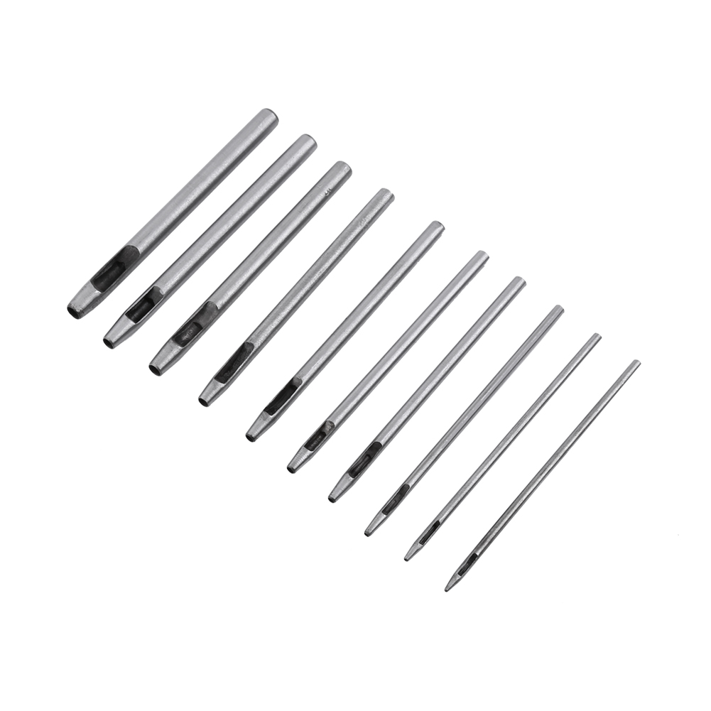 Set Mit 10 Hohlen Lederstanzen Für Gürtel Und Lederarbeiten, Durchmesser 0,5 Bis 5 Mm