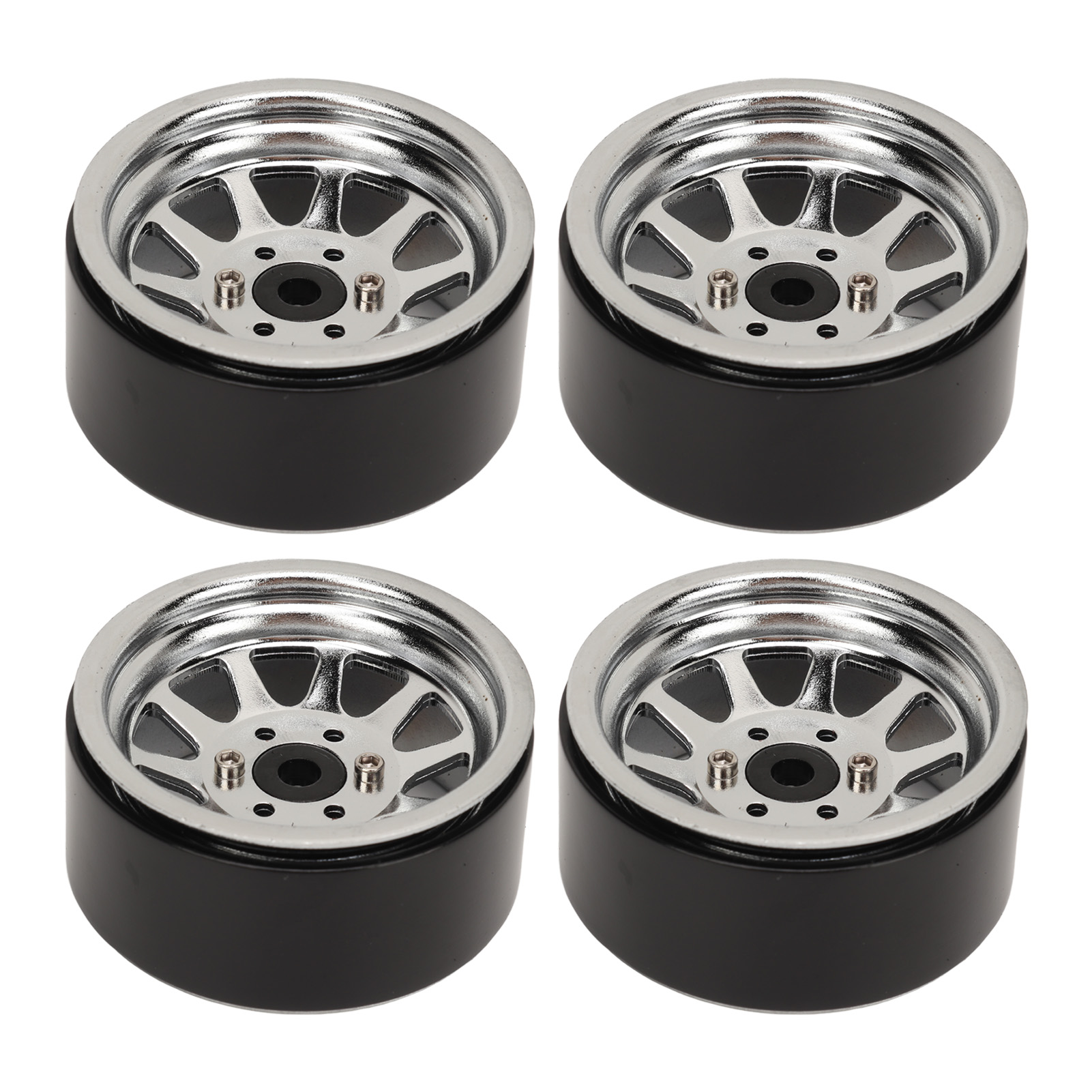 4-teilige Rc 1,9-zoll-universal-radnabe Aus Zinklegierungsstahl Mit 10 Speichen Für Axial Scx10 Ii Iii Crawler-cars, Silber