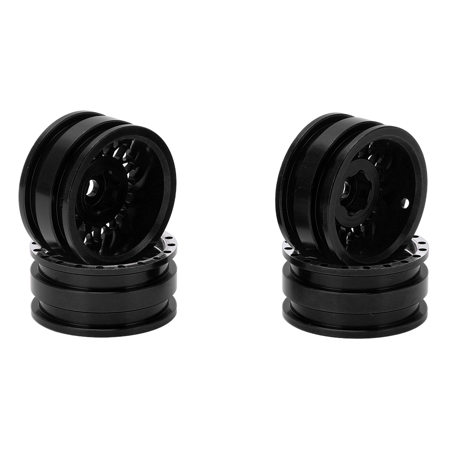 Aluminiumfelgen Mit Maschenmuster Und Naben Für Axial Scx24 Axi90081 Axi00001 1/24 Rc-car, Schwarz