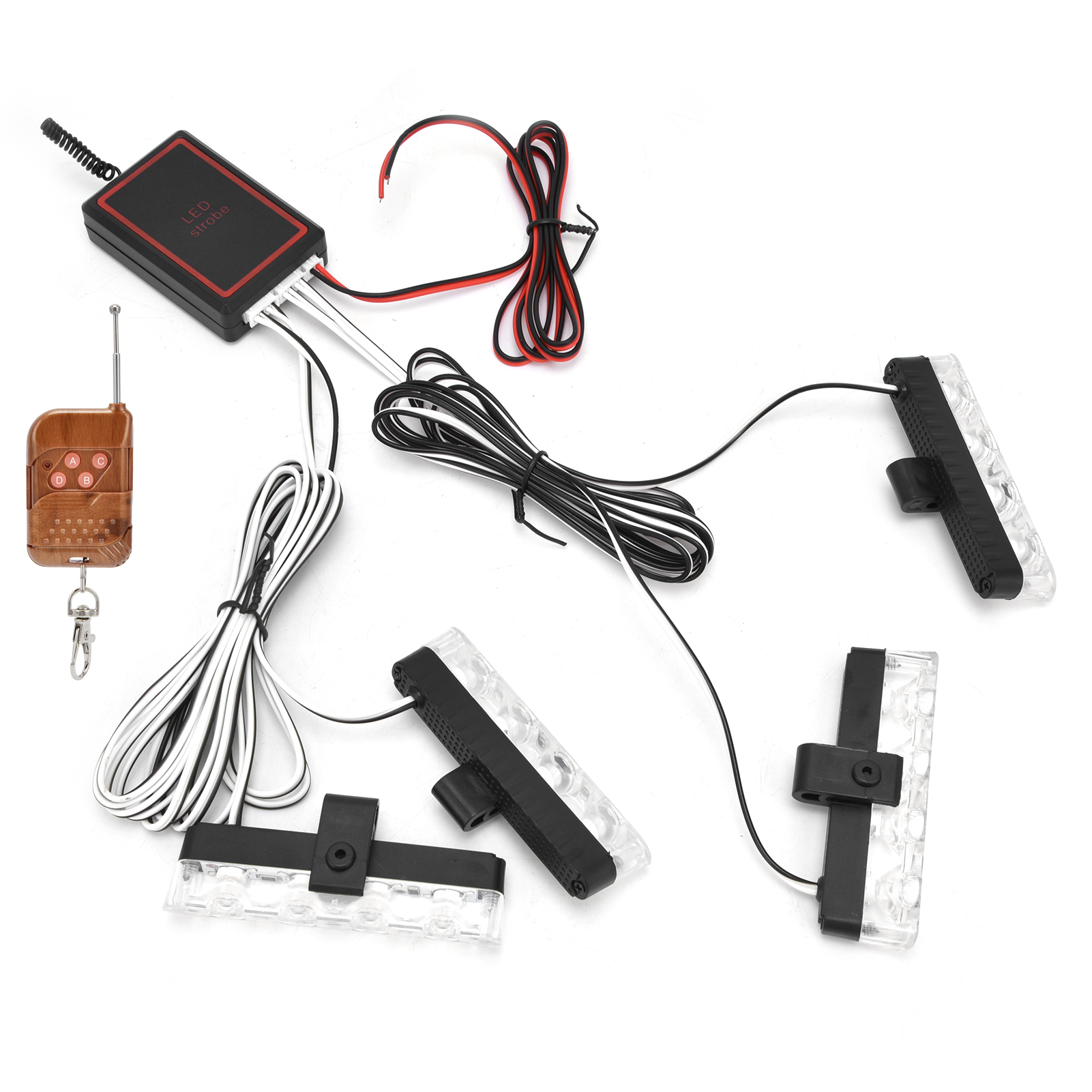 Rotierende Und Blaue Led-rundumleuchte, 12 V, 4x4 Led-blitzwarnleuchte Mit Fernbedienung