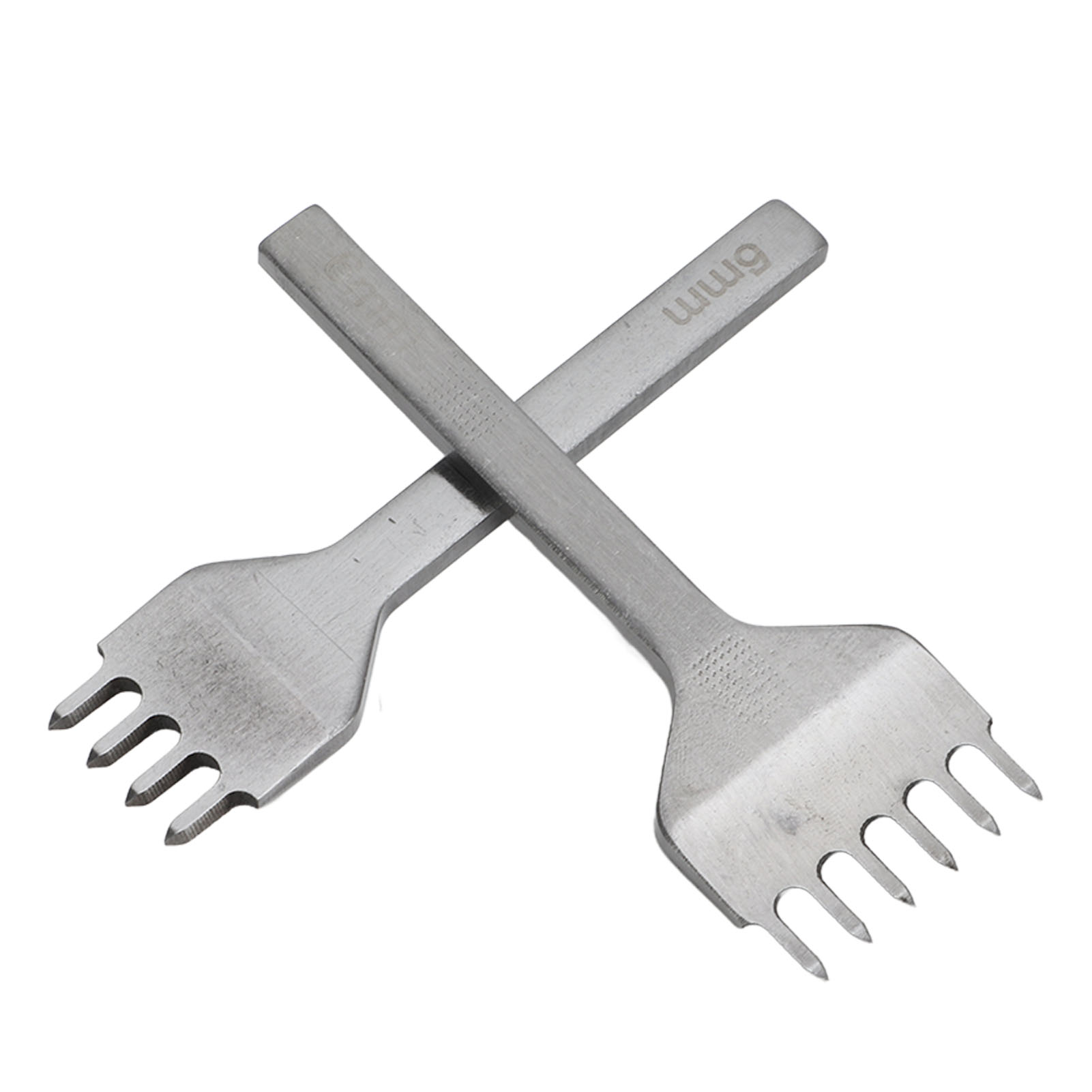 Set Mit 2 Lederstechdornen, 6 Mm, 4 Zähne, 6 Zähne, Weißstahl, Gezahnter Locher, Hochglanzpoliert, Diy-lederwerkzeug