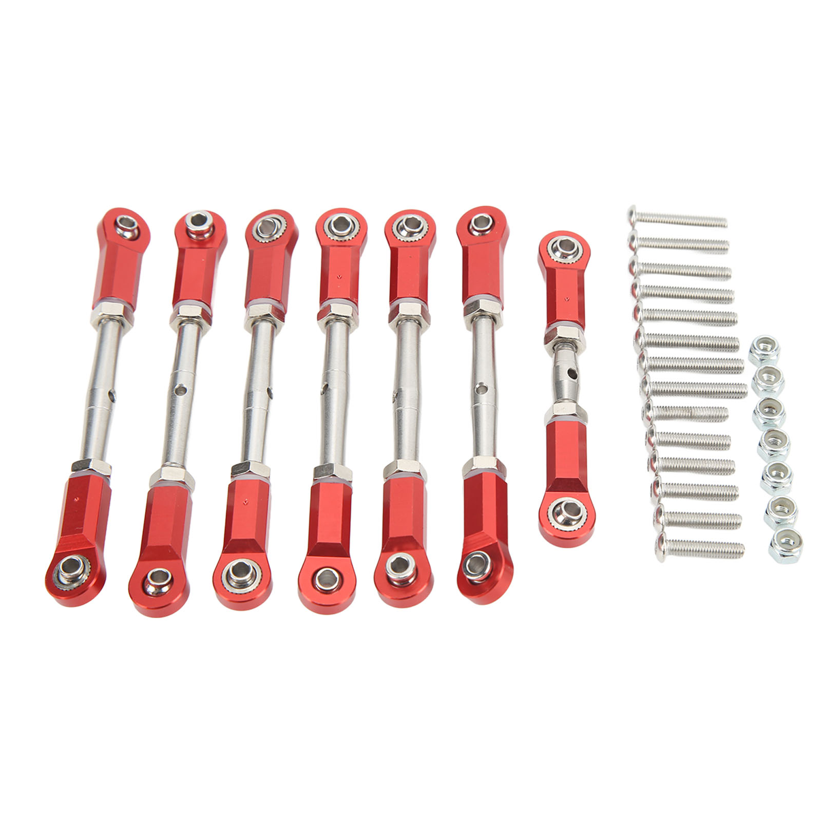 Satz Mit 7 Aluminium-spurstangen Für 1/10 Traxxas Short Trucks, Robuste Rote Metall-verbindungsstangen