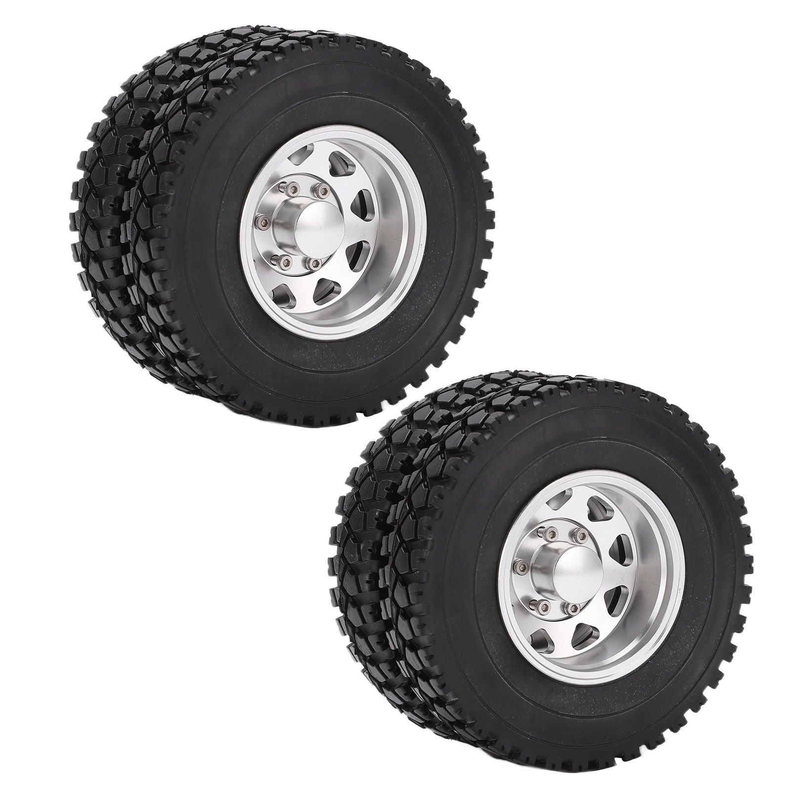 Hinterradnabenfelgen Aus Metalllegierung, 22 Mm Breit, Hinterreifen Aus Gummi Für Tamiya 1/14 Rc-anhänger, Silber