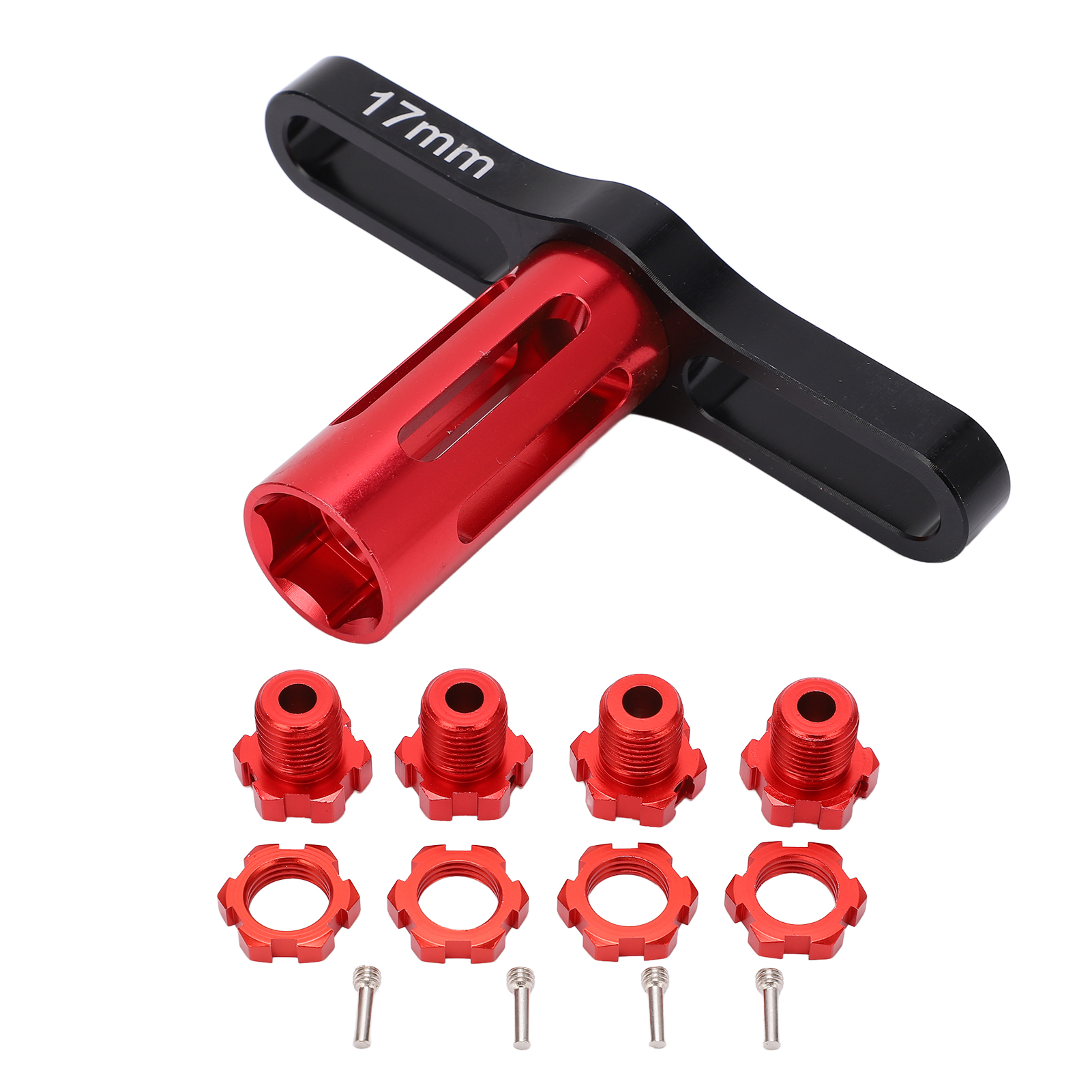 X 17 Mm Gerändelte Sechskantmuttern Für Traxxas 5353x Erevo Summit 1/10 Rc-car-radnaben (rot)