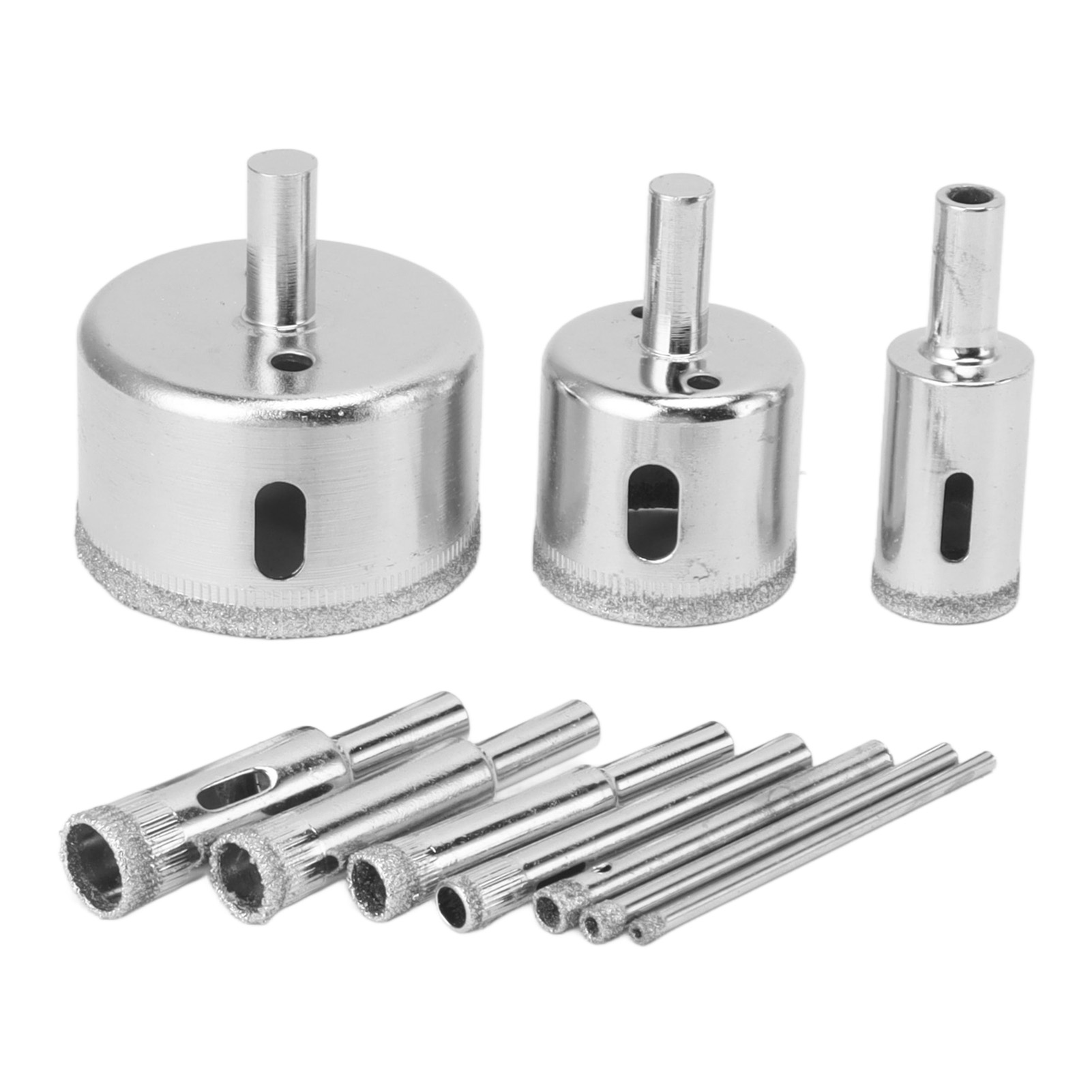 10-teiliges Diamant-lochsägen-set Für Glas, Fliesen, Keramik, Marmor, Porzellan, Schnittgrößen 3, 4, 5, 6, 8, 10, 12, 18, 32, 50 Mm