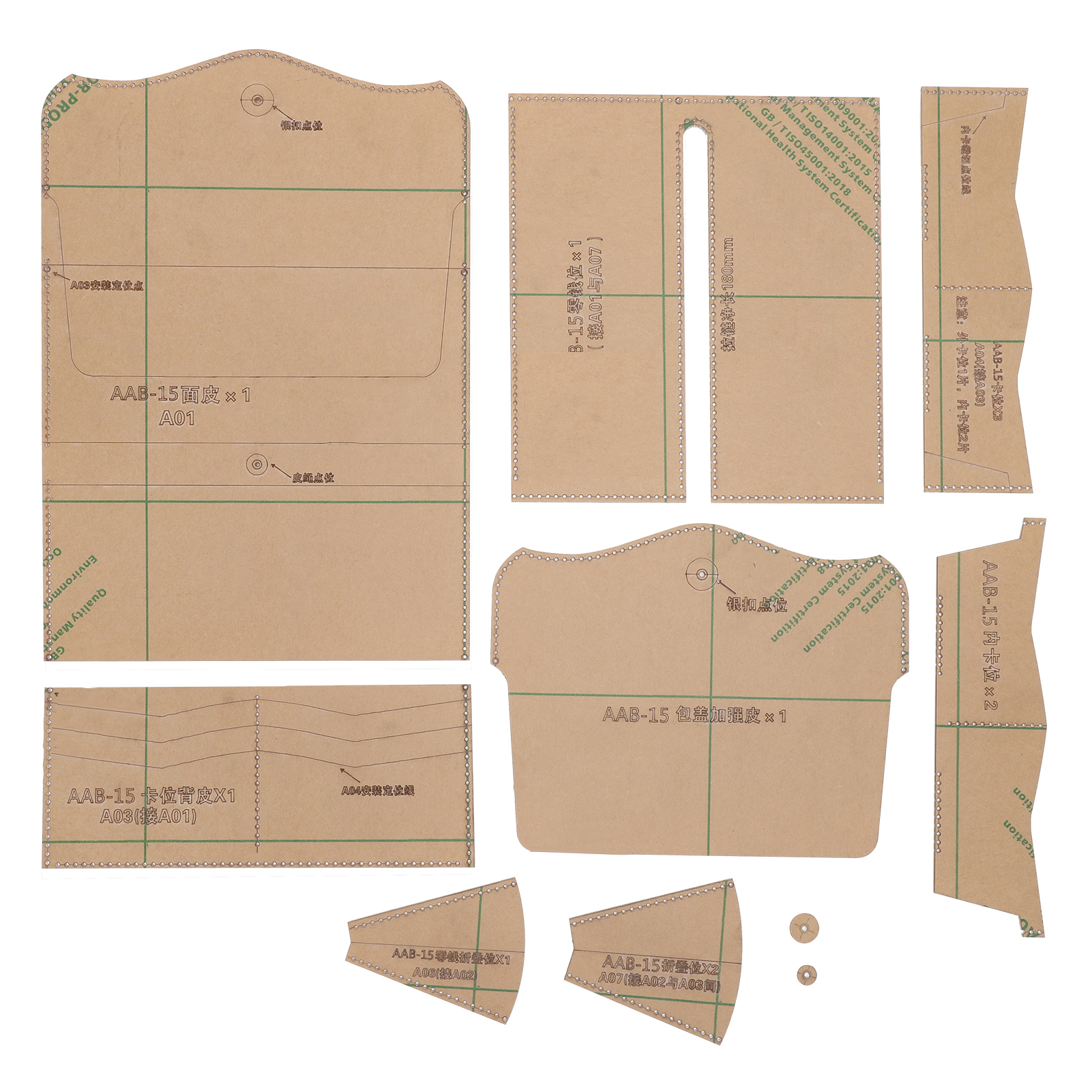Set Mit 10 Langen Acryl-schablonen Für Diy-geldbörsen, Handgefertigte Ledermuster, Formen Und Bastelwerkzeuge.