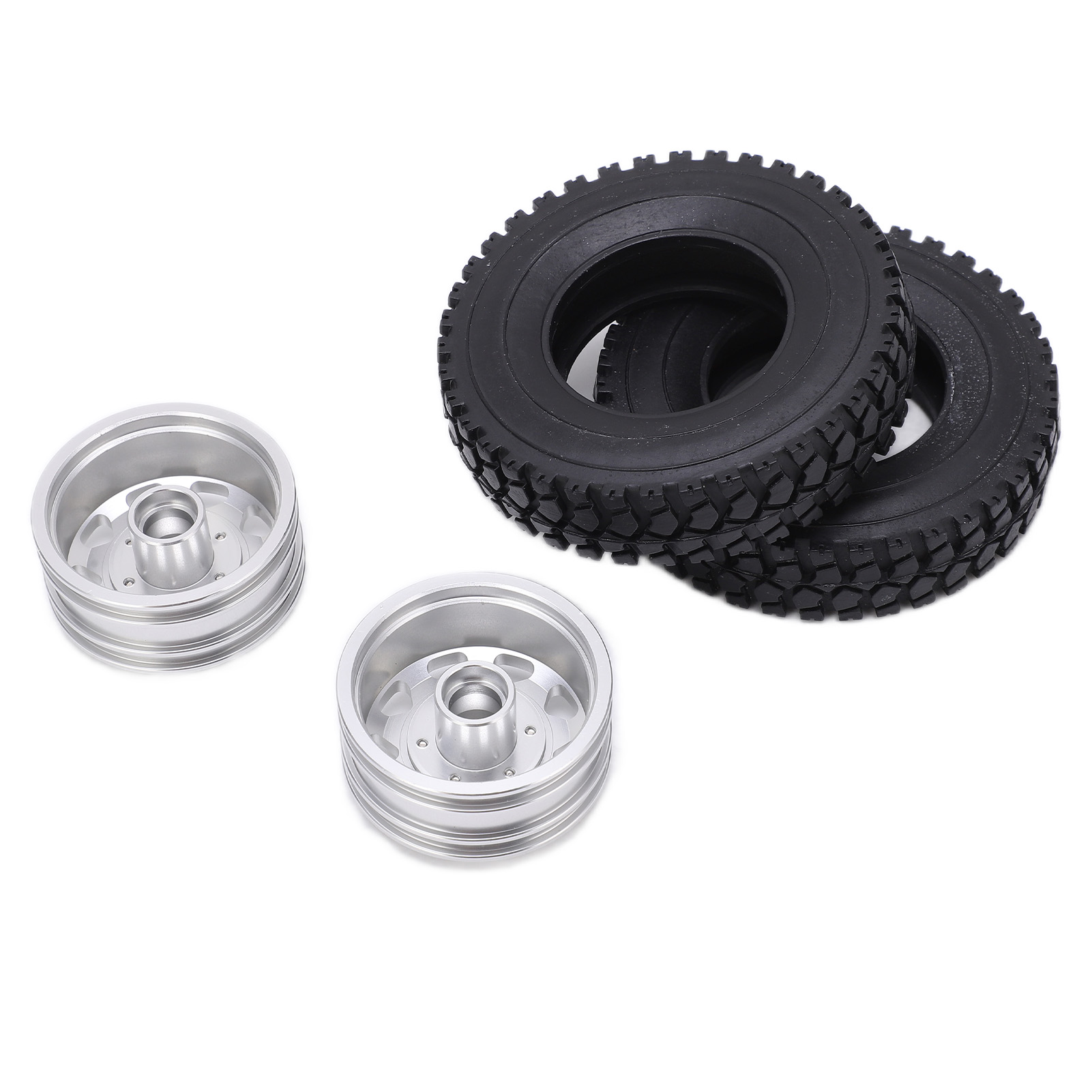 Stück Metall-vorderradnaben Mit Gummireifen Für Tamiya 1/14 Sattelzugmaschine, Silber