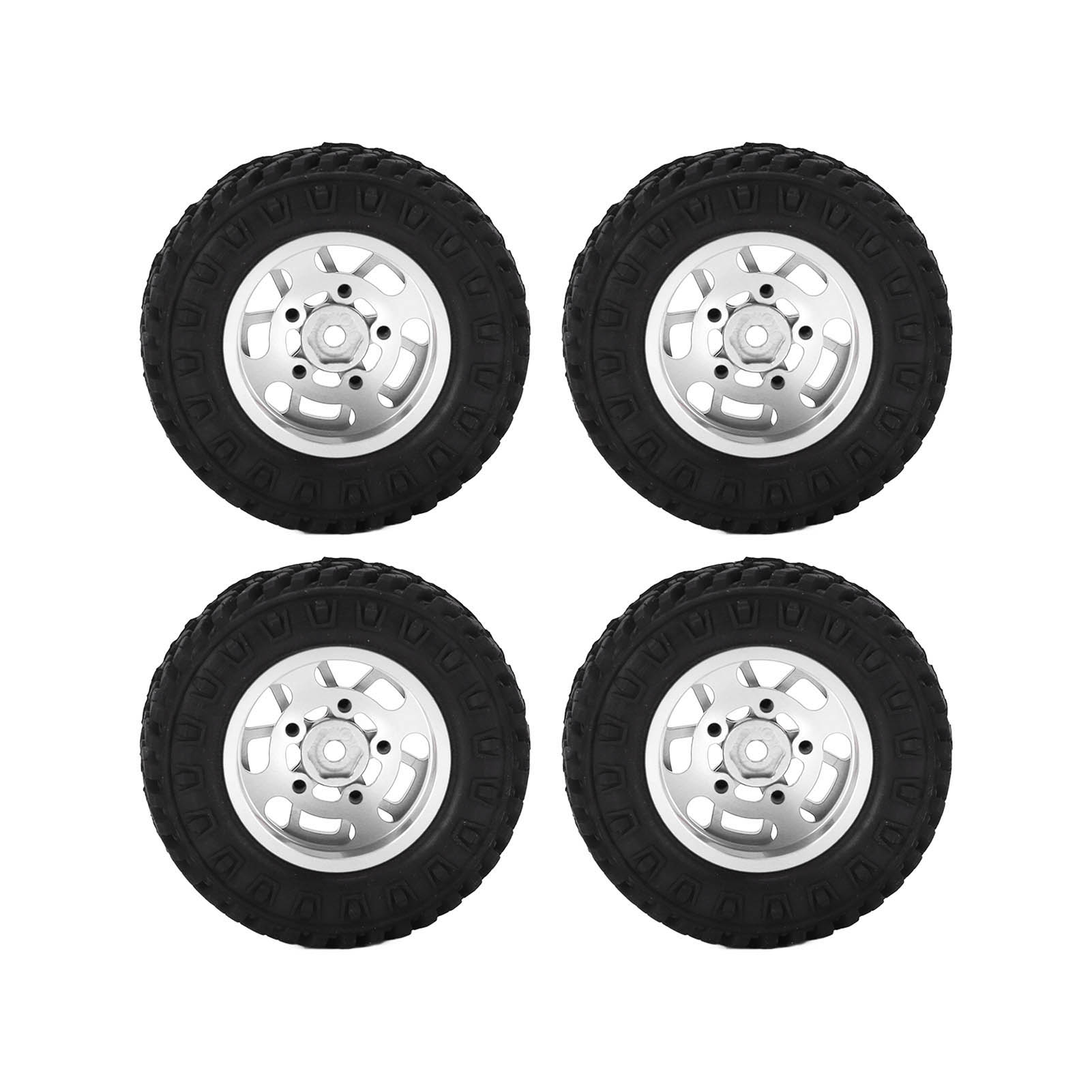 Stück 7-mm-metallfelgen-gummireifen Für Axial Scx24 1/24 Rc-car-ersatzteile Silber