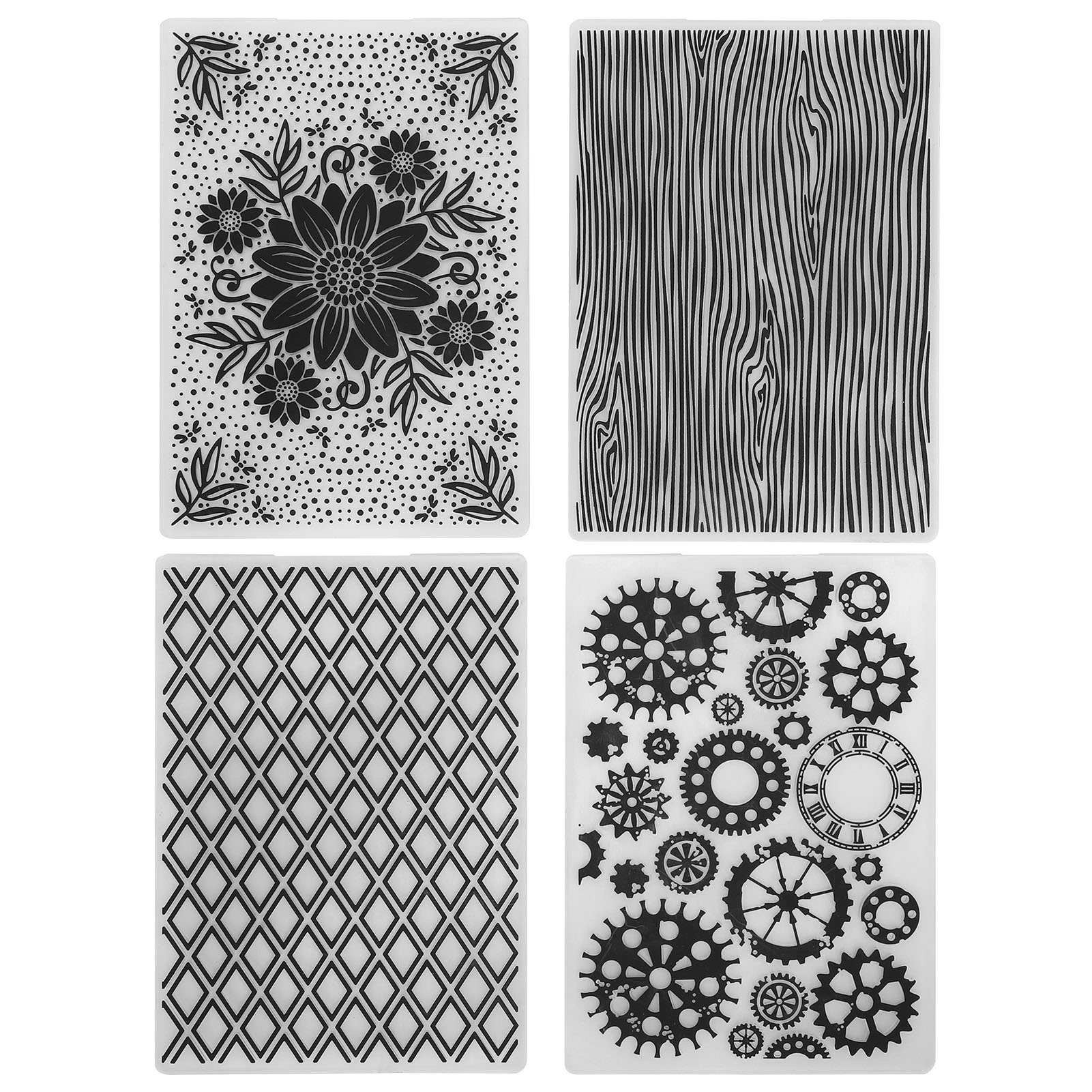 Set Mit 4 Prägeschablonen Aus Kunststoff Für Karten, Scrapbooking Und Bastelarbeiten
