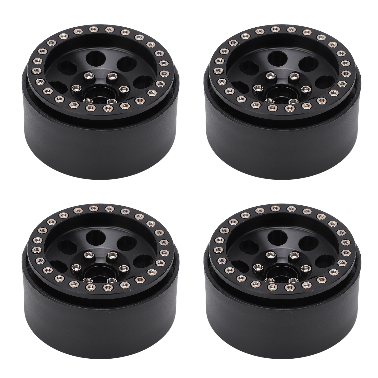 Stück 1,9 Zoll 8-loch Runde Beadlock-metallfelgen Für Scx10-achse 90046 1/10 Rc-car Schwarz