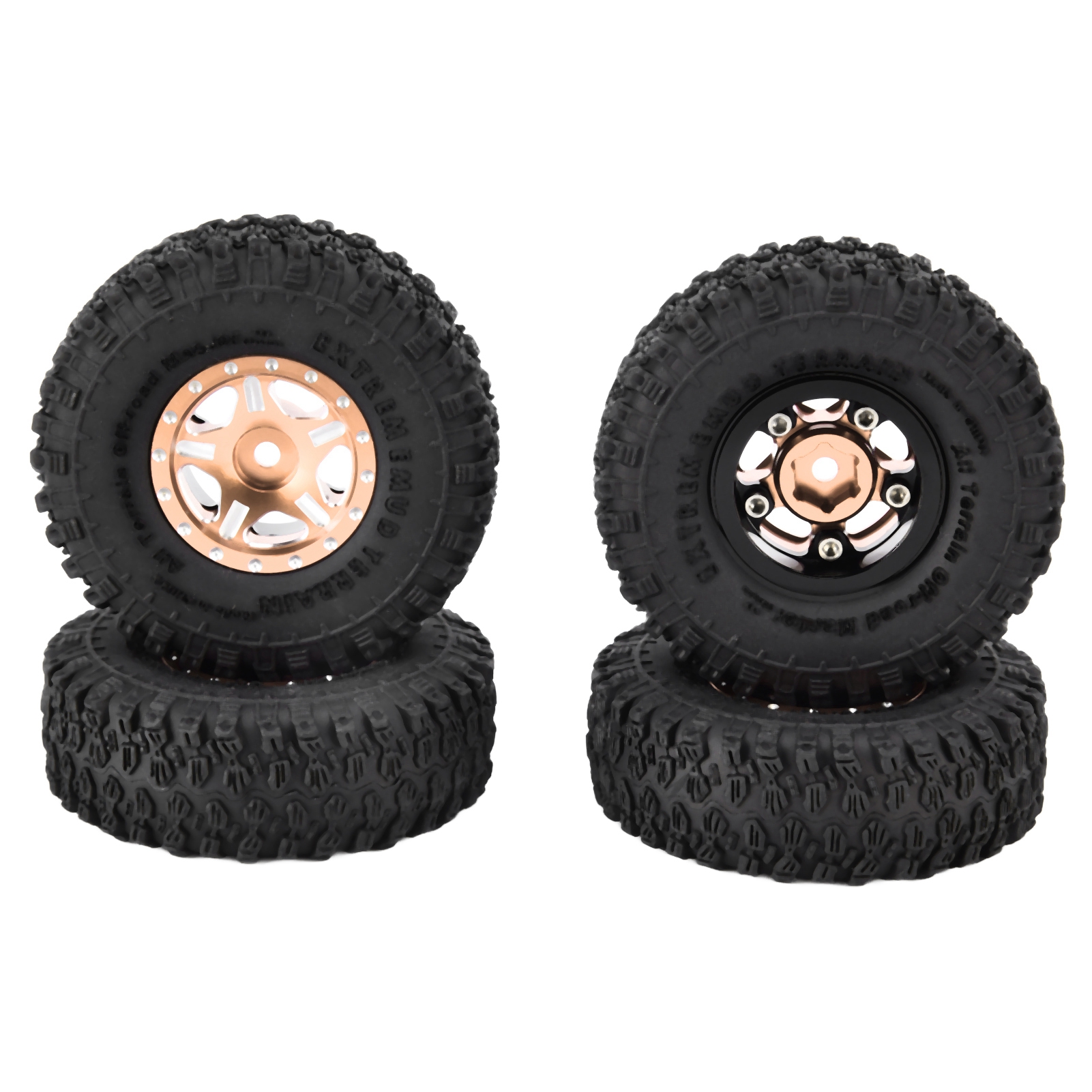 X 1-zoll-gummireifen Mit Aluminiumfelgen Für Axial Scx24 90081 Axi00001 Axi00002 Crawler Im Maßstab 1:24 – Erdgelb