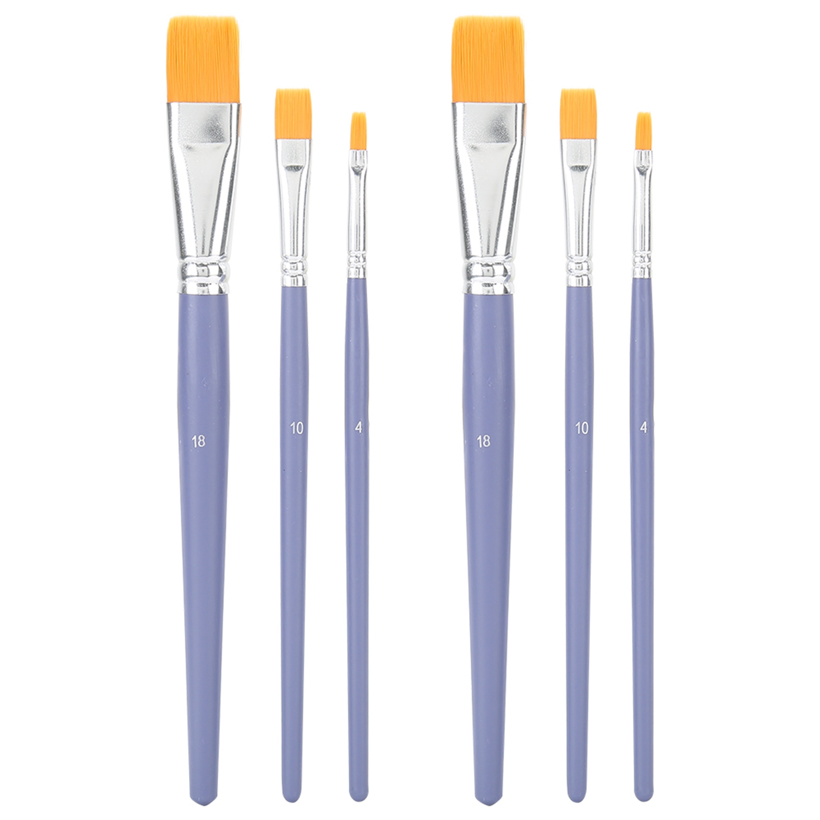 Set Mit 6 Nylonpinseln Mit Flachen Borsten Für Aquarell- Und Acrylmalerei, Für Kreative Hobbys