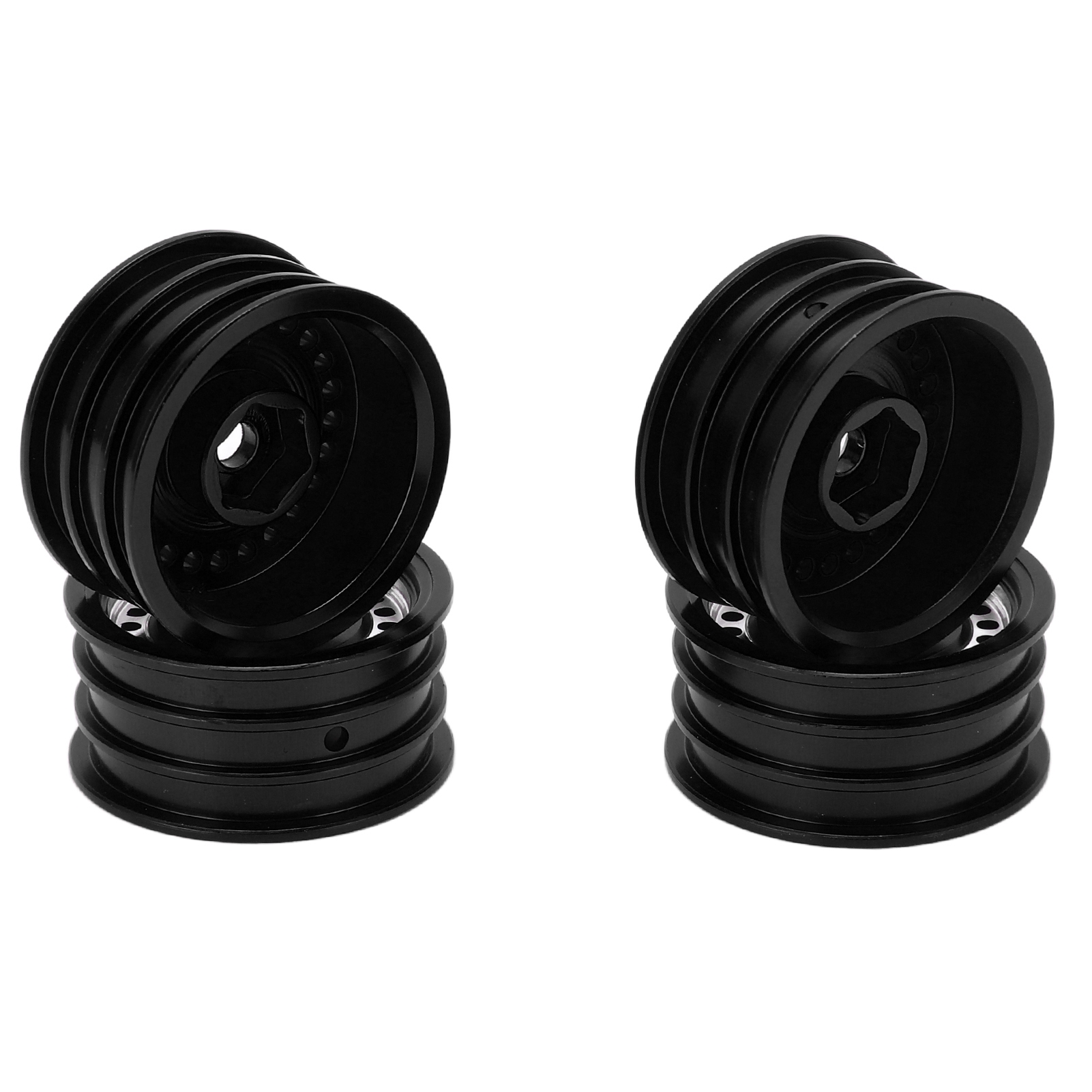 Stück 24-loch-radnaben Aus Aluminiumlegierung Für Axial Scx24 Axi90081 Axi00001 1/24 Rc-car, Schwarz