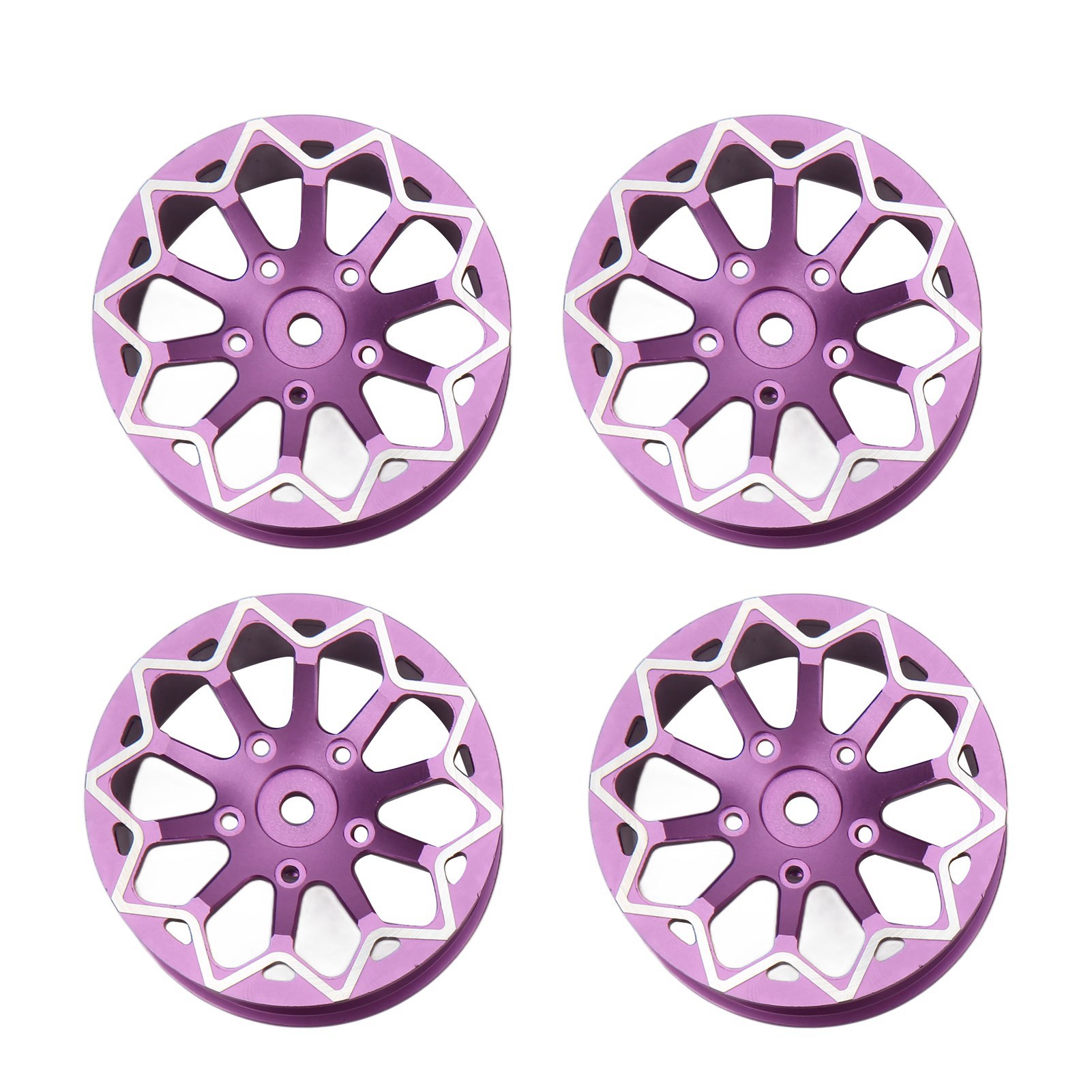 Stück Rc-räder, Cnc-gefräste Aluminiumfelgen, 52 Mm Nabendurchmesser, Für 1:10 Renn- Und Driftwagen, On-road, Lila