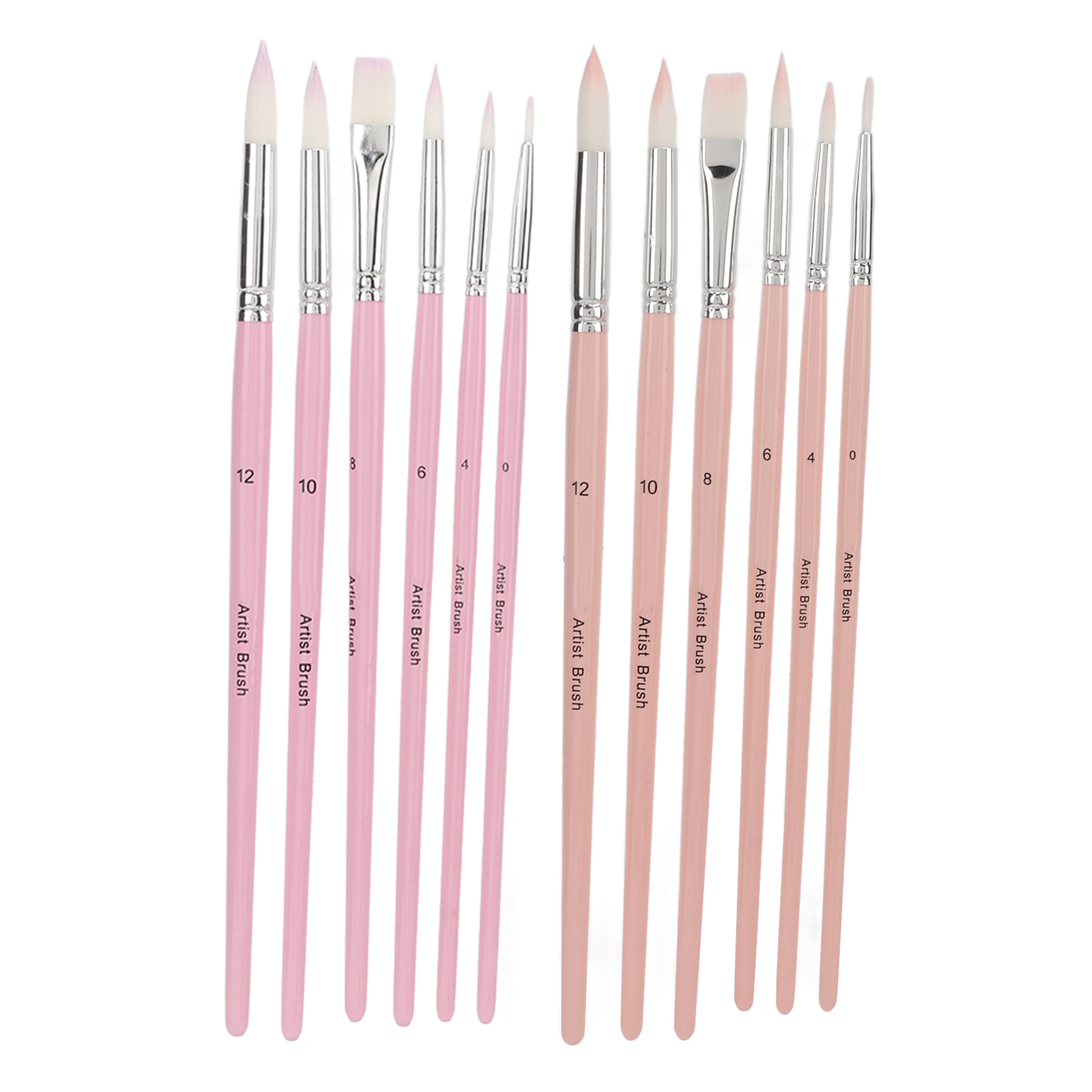 Set Mit 12 Waschbaren Nylonpinseln, Nylonwollmaterial, Verschiedene Farben, Leicht, Malpinselset (rosa, Hibiskusfarben, Lila)
