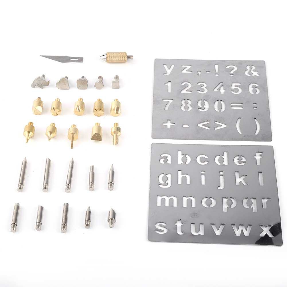 Set Bestehend Aus 1 Brenn- Und Lötspitze, Alphabet, Zahlen, Symbolen Und Schablonen