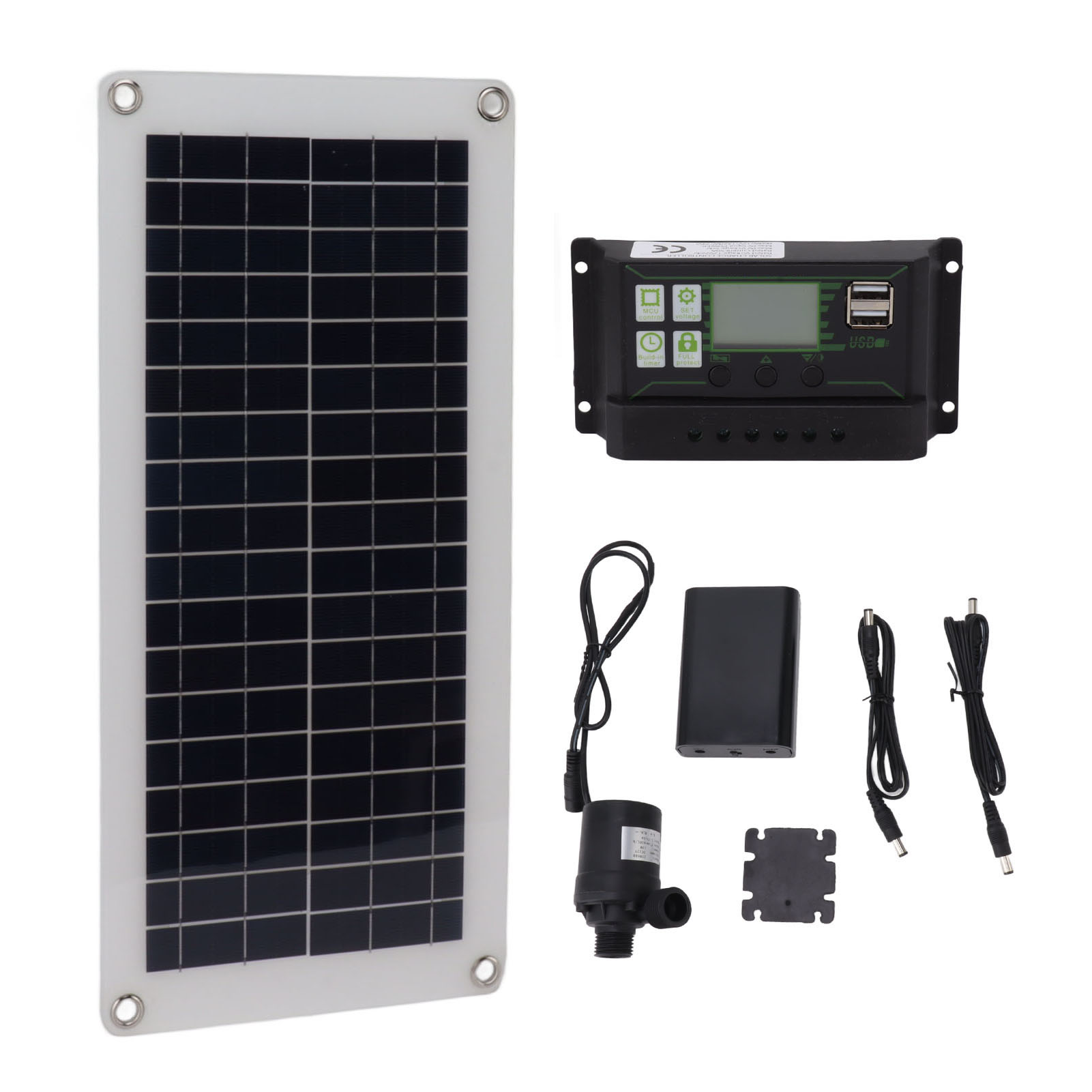 10w 18v Polykristallines Solarmodul-set Mit 100a-regler, Batteriekasten Und Pumpe Für Wohnmobile Und Wanderausrüstung