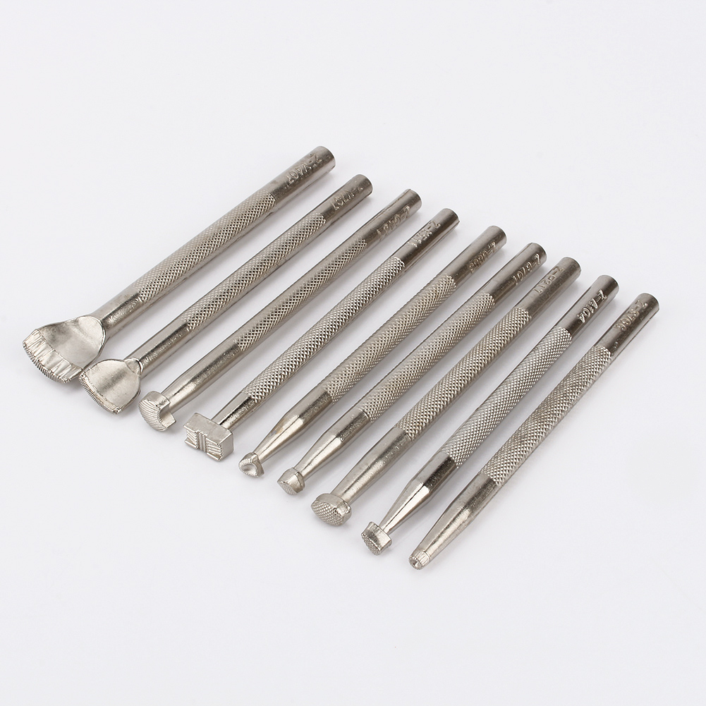 Set Mit 9 Lederstanzen Für Lederarbeiten, Gravur- Und Stempelwerkzeuge, Bastelmarkierungsset