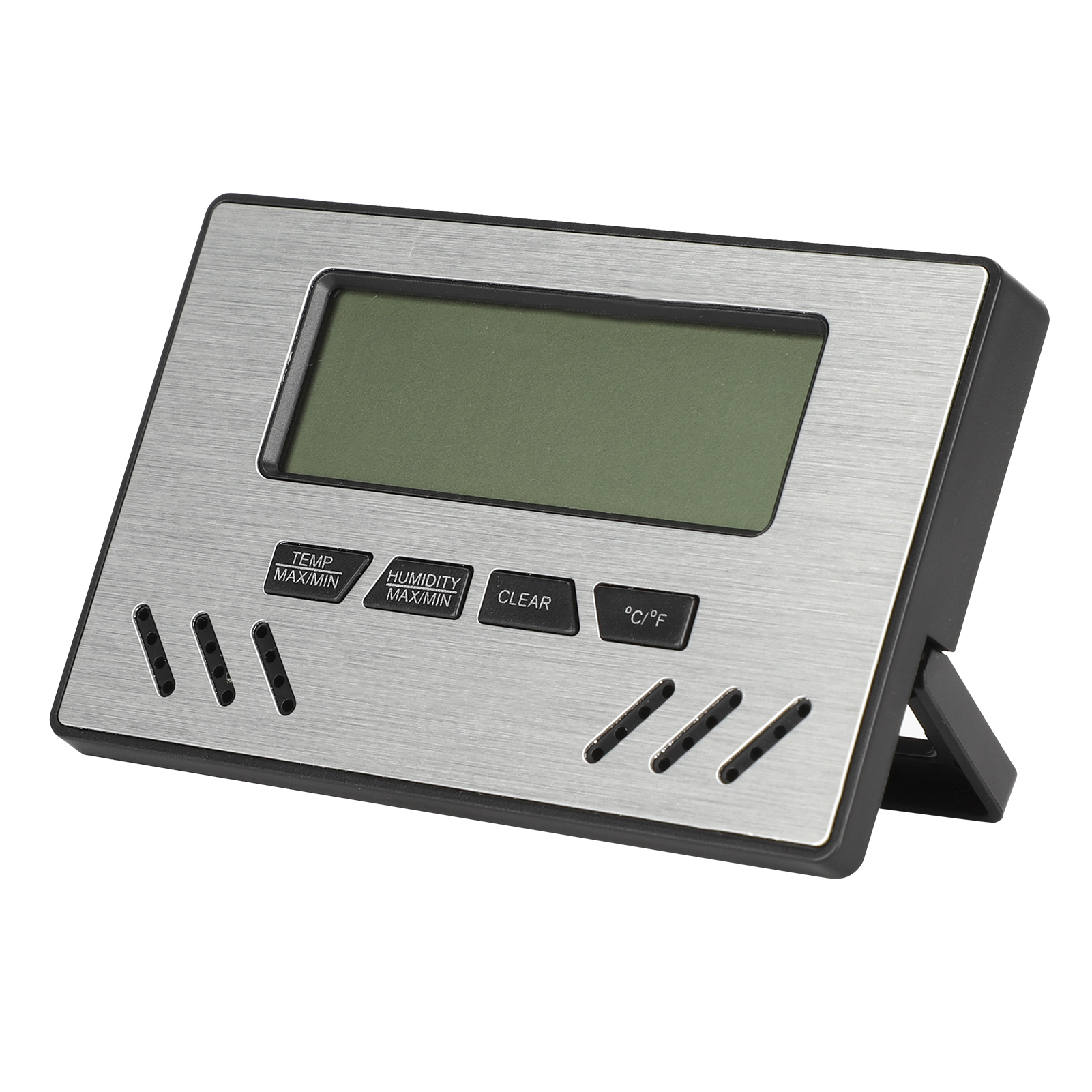 Zigarren-hygrometer-thermometer Für Den Innenbereich Mit Dualer Anzeige Von Luftfeuchtigkeit Und Temperatur, Silberfarben