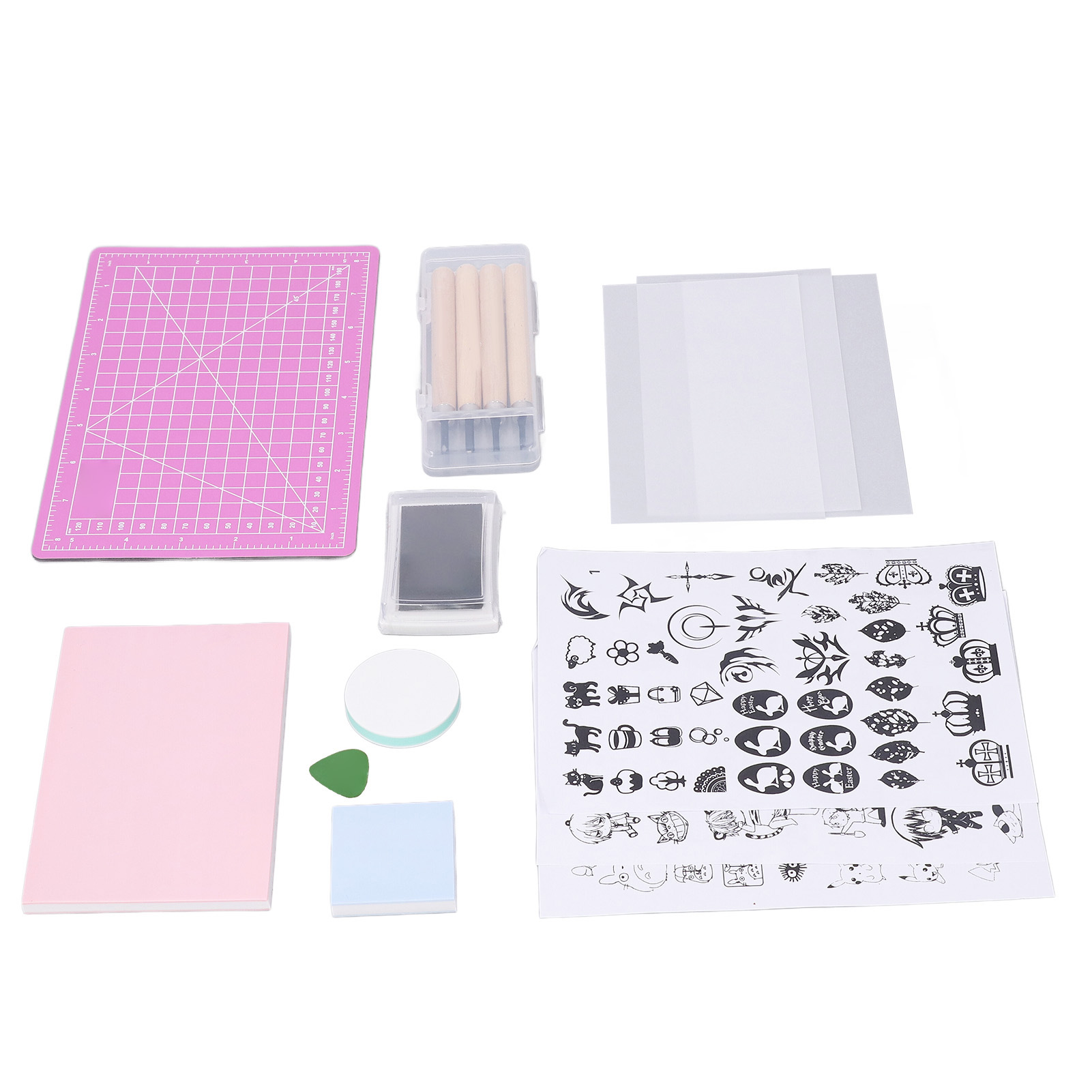 Diy-gummischnitzset, Flexibles Schnitzmesser, Lila Aufbewahrungsbox Im A5-format, Stempelset.
