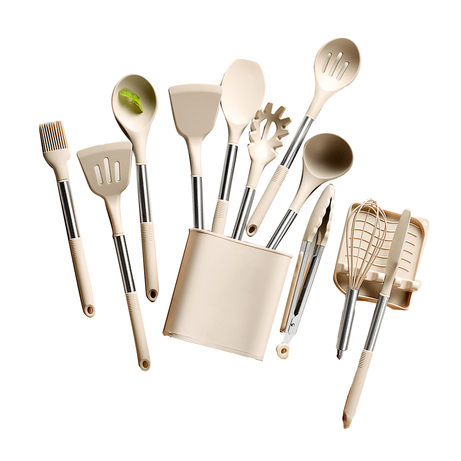 13-teiliges Küchenutensilien-set Aus Edelstahl Und Silikon – Löffel, Pfannenwender, Schöpfkelle, Küchenset