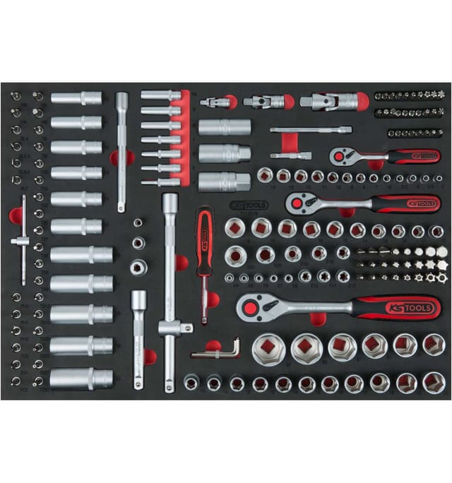 KS Tools 1/4"+3/8"+1/2" Steckschlüssel-Satz, 179-tlg. in 1/1 Systemeinlage