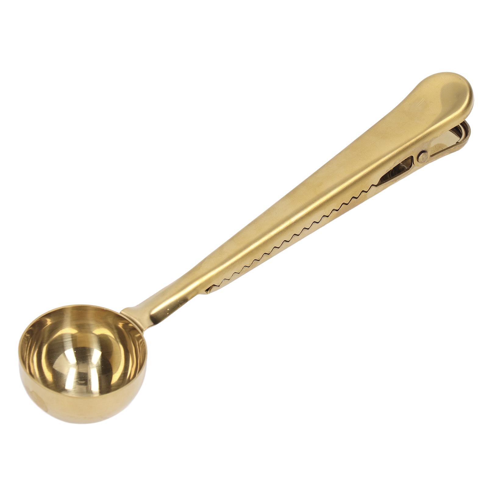 2-in-1 Kaffeelöffel Und Verschlussclip, Edelstahl, Verstärkte Dichtung, Praktisches Design, Goldenes Kaffeebesteck